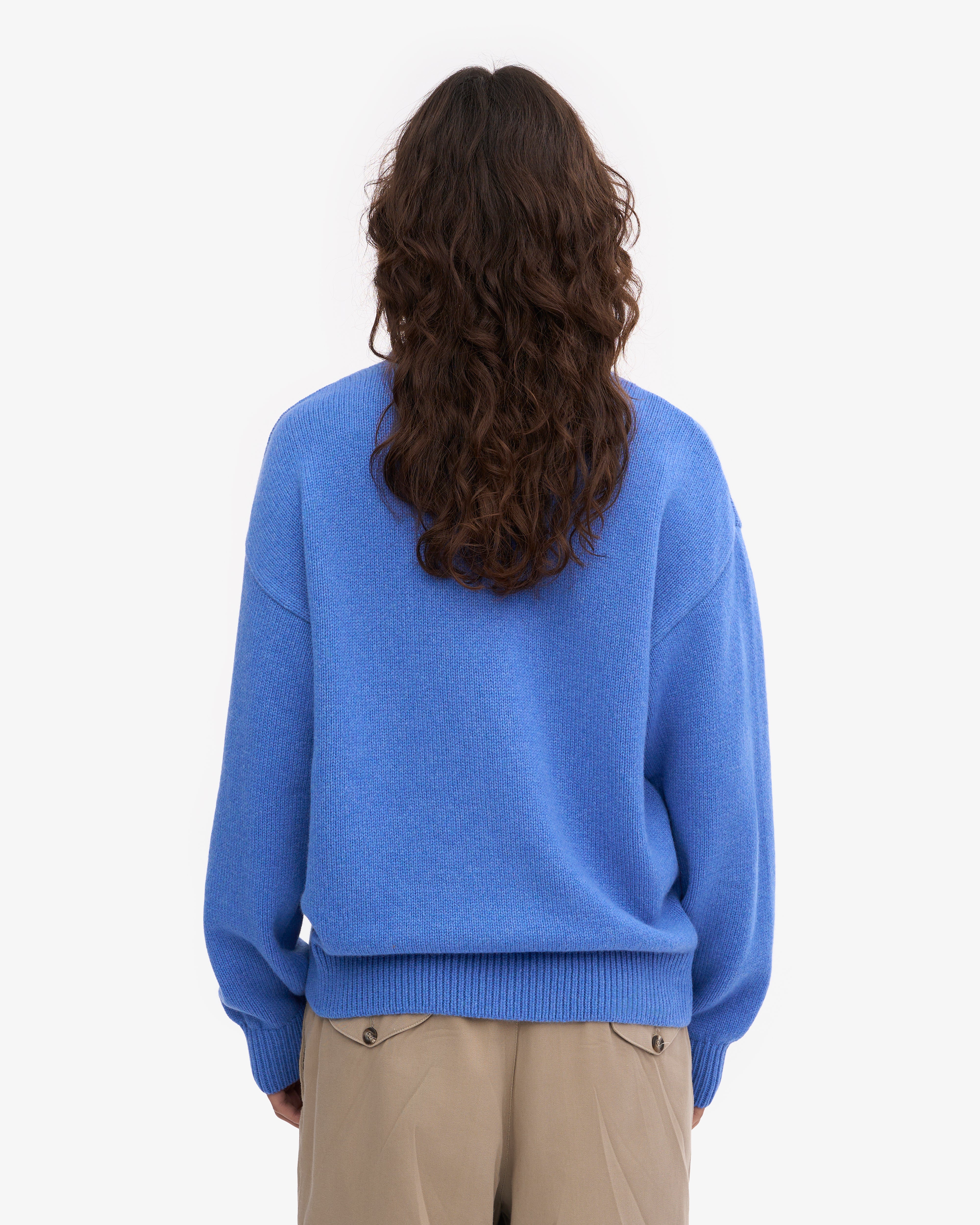 Premium Oversized Merino Wool Sweater - Soft & Warm Crewneck Pullover in Pacific Blue | Cozy Winter Wear & Casual Outfit Essential