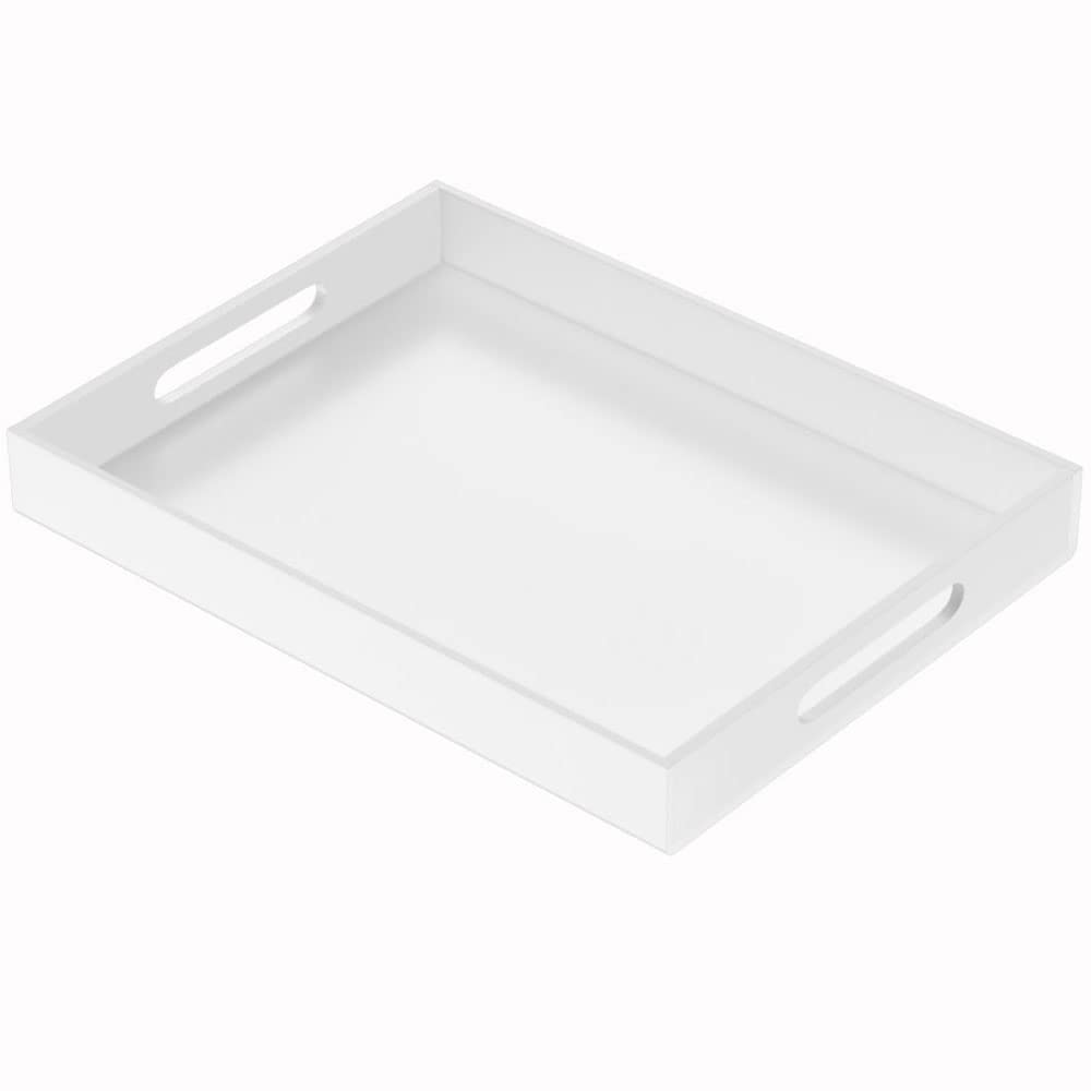 NIUBEE 12x16 Inches Acrylic Serving Tray - Spill Proof White Decorative Tray with Handles - Ottoman Coffee Table Organizer | Perfect for Living Room, Bedroom & Kitchen Countertop Organization