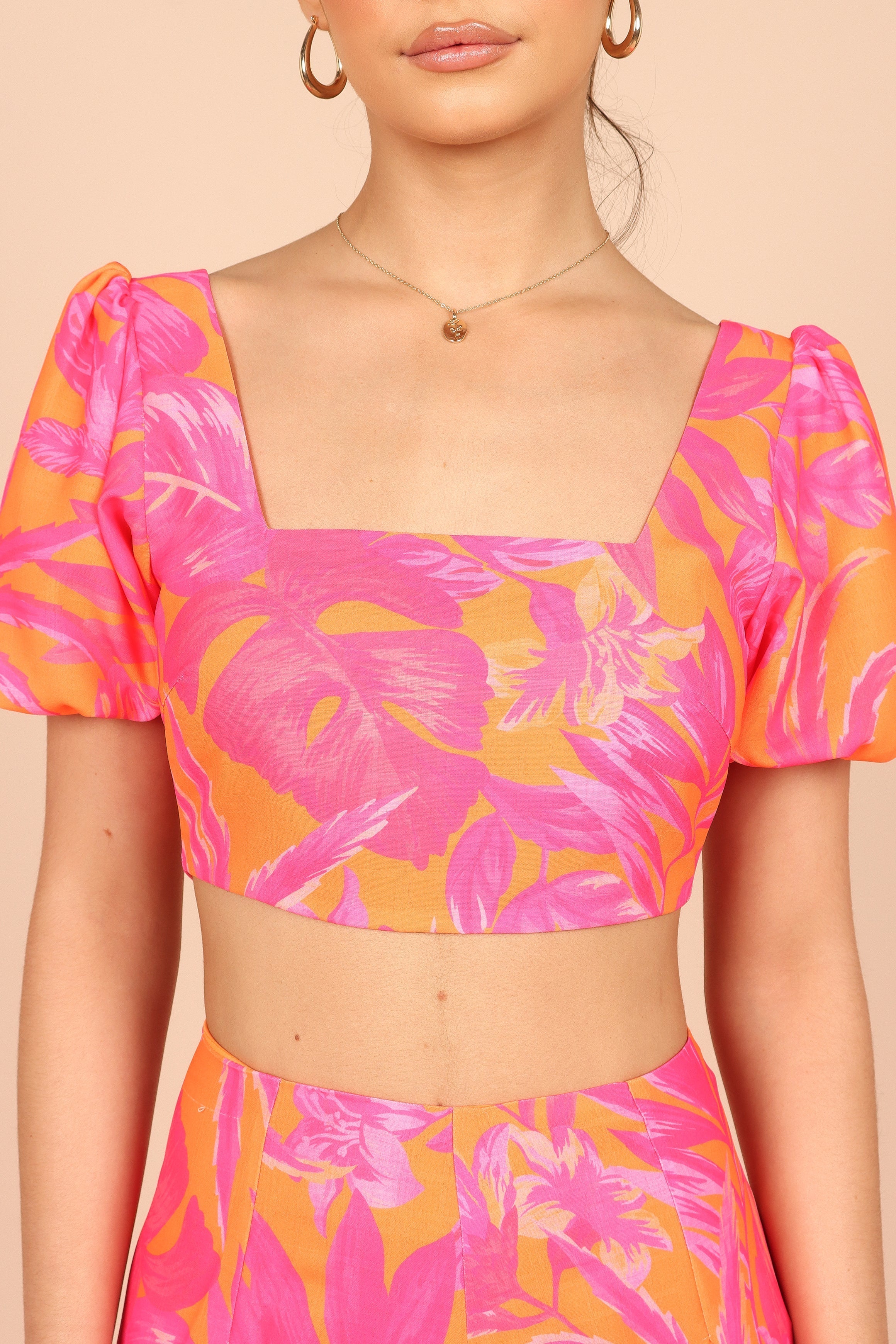 Addison Crop Top | Pink Tropics Floral Print Women's Fashion T-Shirt | Perfect for Summer Outfits, Beach Vacations & Music Festivals