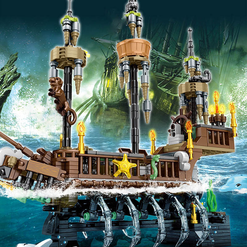 SY BLOCK Island Storm 1558 Pirate Ghost Ship Building Blocks Set - Creative Construction Toy for Kids & Adults - Perfect for Halloween Decor, Pirate Themed Parties & Collector Displays