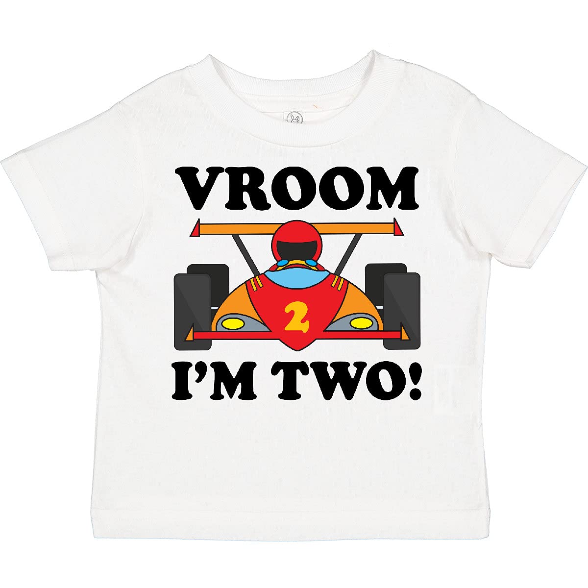 Inktastic 2nd Birthday Racing Car Toddler T-Shirt - Cute Boys' Graphic Tee for Birthday Party & Toddler Car Theme Outfits