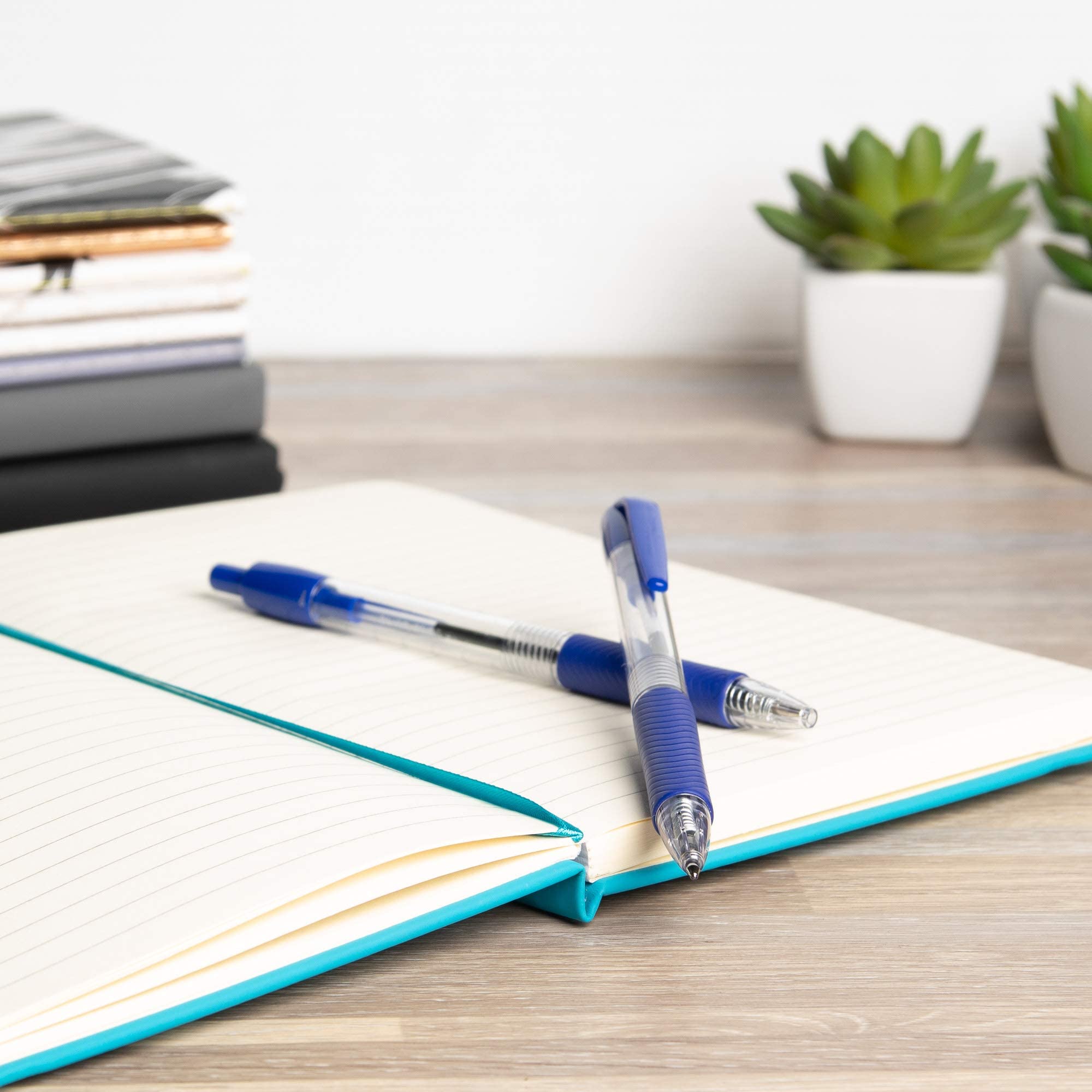 Simply Genius Retractable Ballpoint Pens Bulk 50 Pack - Smooth Writing Medium Point Blue Ink Pens with Comfort Grip - Perfect for Office, School, Notebooks & Journal Writing - Great for Business Meetings, Note Taking & Daily Office Use (50pcs)