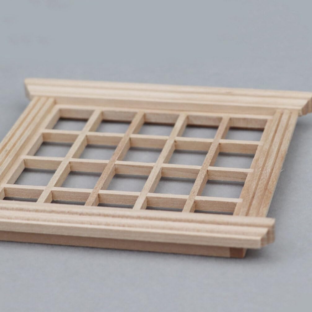 1:12 Scale Wooden Dollhouse Windows - Miniature Window Frames for Doll House Furniture Accessories | Realistic Wood Decor for DIY Dollhouse Projects, Room Displays & Collectible Miniatures