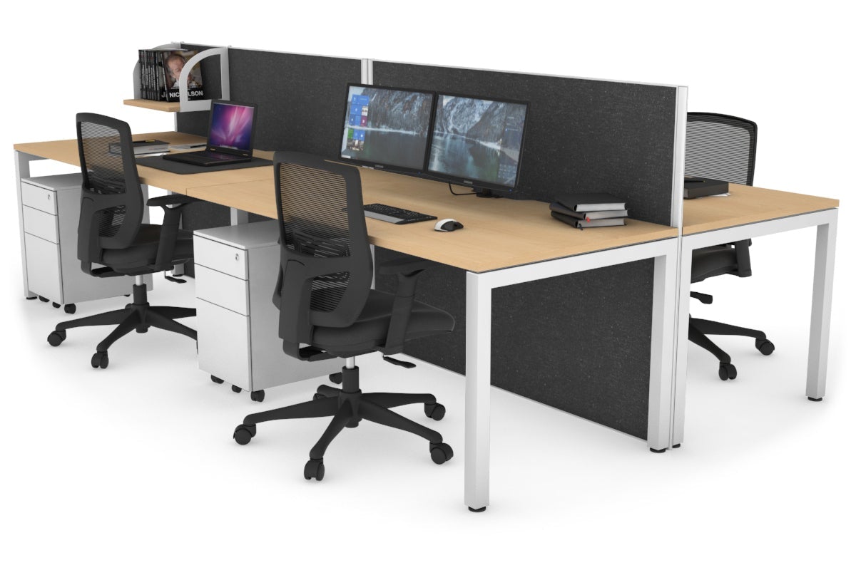 Horizon Quadro 4-Person Office Workstation Bench with Square Legs - 1800L x 800W Dimensions, Cable Management Scallop - Perfect for Collaborative Workspaces, Open Office Layouts & Team Workstations