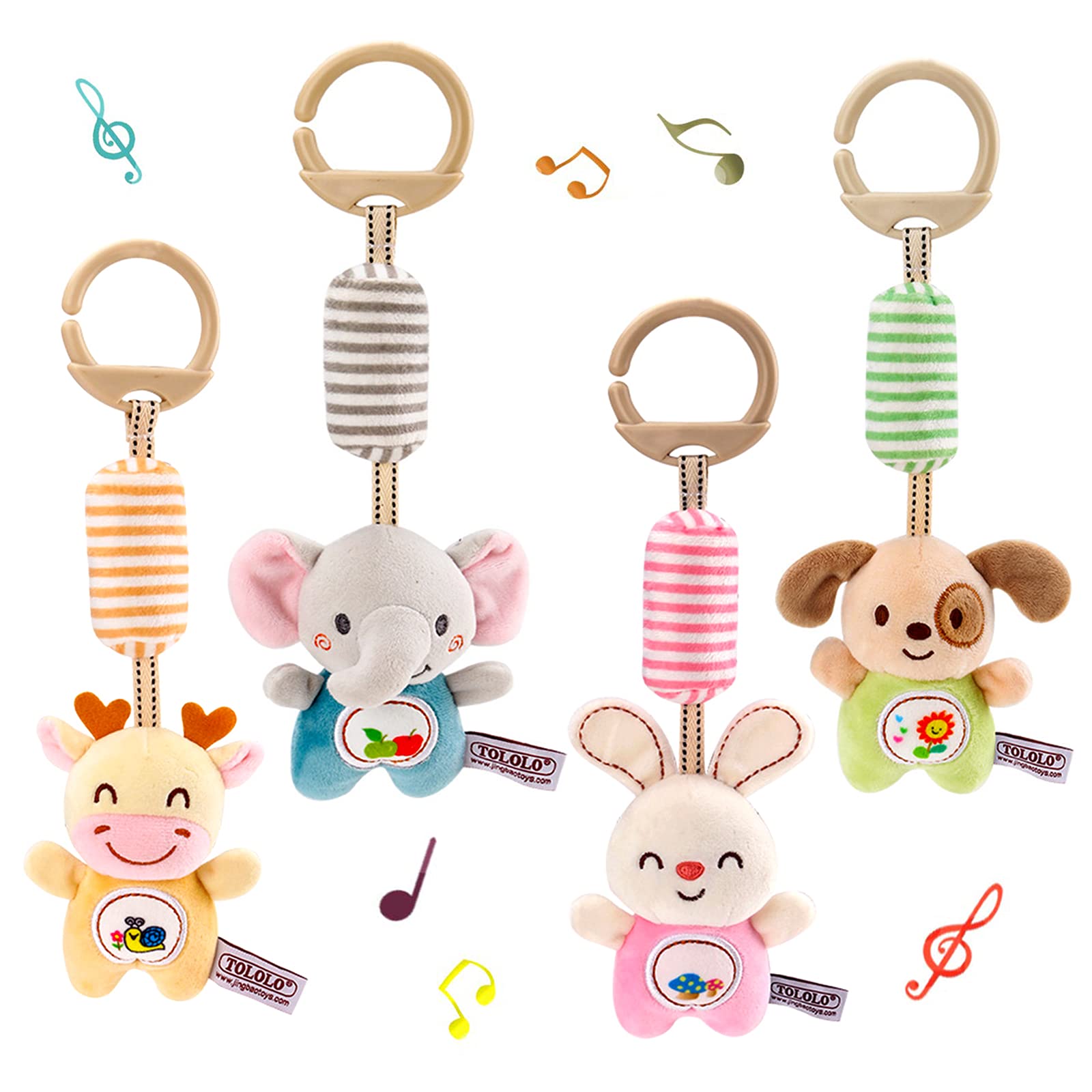 Montessori Baby Hanging Toys - 4 Pack for Car Seat & Stroller - Sensory Toys for Newborns & Toddlers 3+ Months - Travel Essential