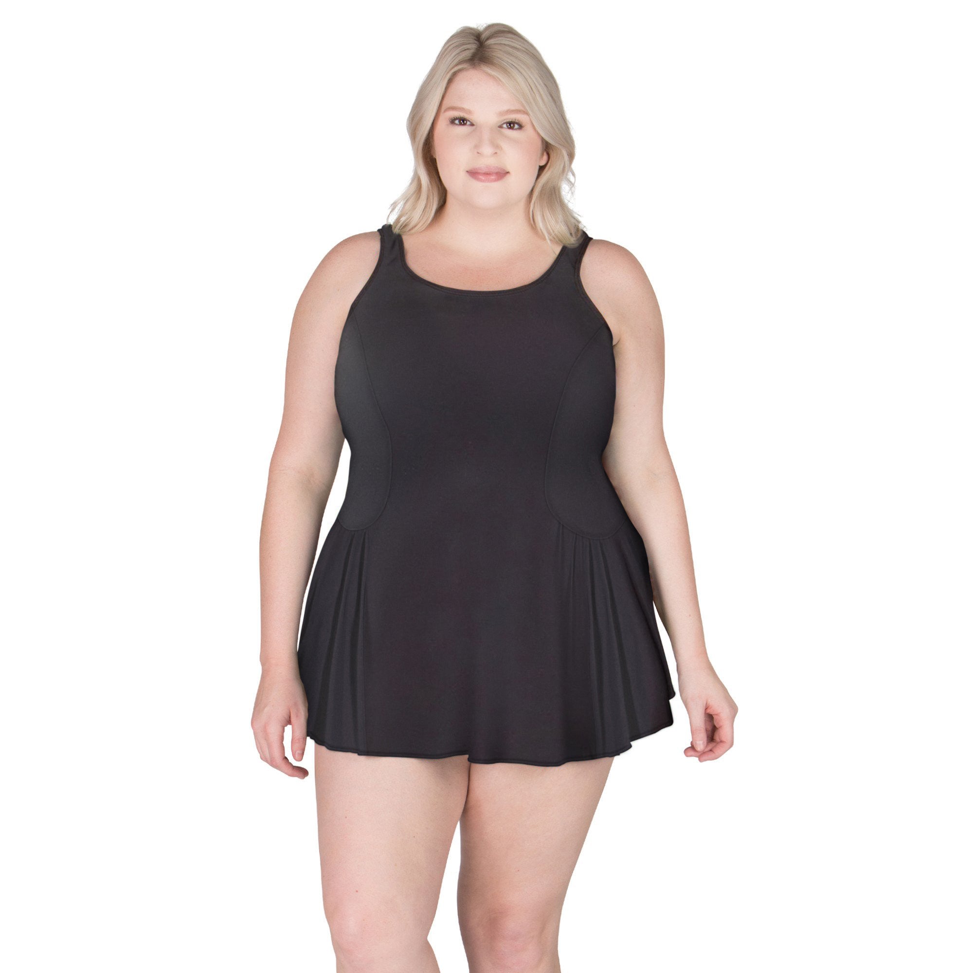 Plus Size Black Swimdress for Women - Comfortable One-Piece Bathing Suit for Beach, Pool & Vacation | Flattering Swimwear for Curvy Figures