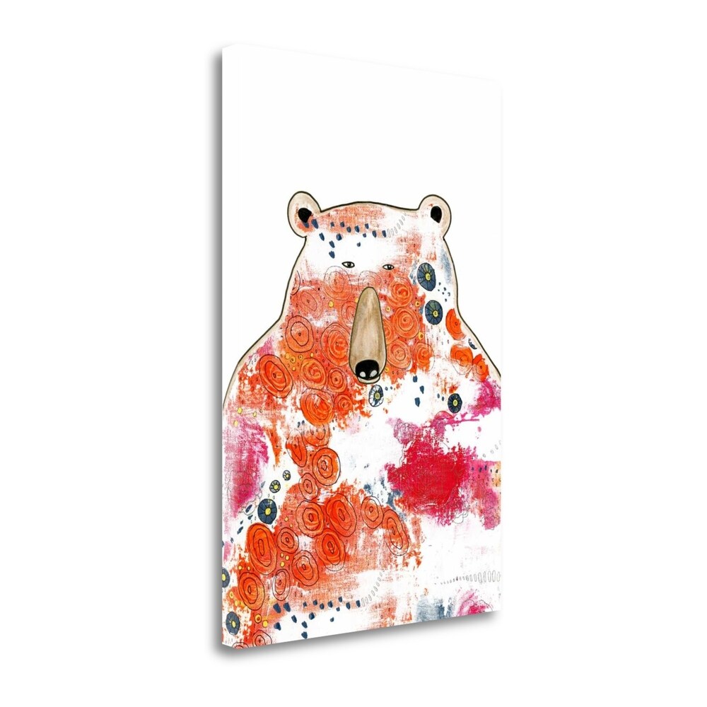 Bear With Orange Flowers By Sarah Ogren - Premium Giclee Print on Gallery Wrap Canvas - Perfect for Home Decor, Living Room & Office Wall Art
