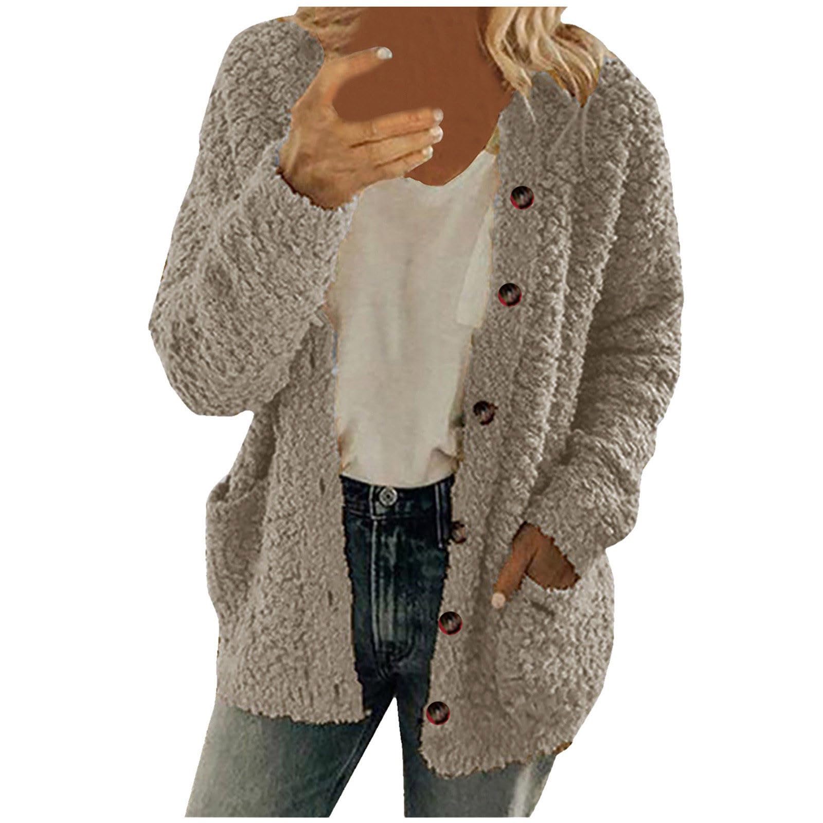 2024 Women's Winter Fleece Jacket - Soft Fuzzy Sherpa Cardigan with Open Front | Warm Cozy Casual Coat for Outdoor Activities, Travel & Daily Wear