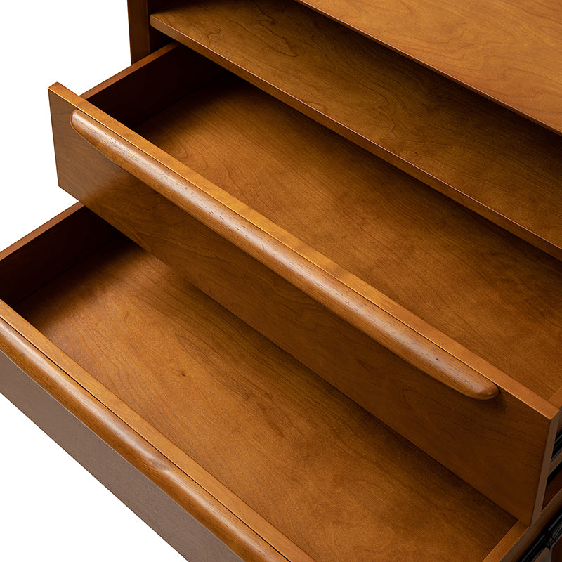 Mid Century Modern Nightstand with 2 Drawers & Built-in USB Outlets - Stylish Bedside Table for Bedroom, Living Room, or Office