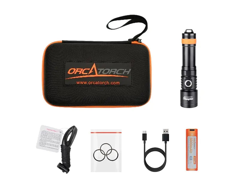 Orcatorch D710 Professional Dive Torch - 3000 Lumens Ultra Bright Underwater Flashlight for Scuba Diving, Snorkeling, Night Fishing & Emergency Use
