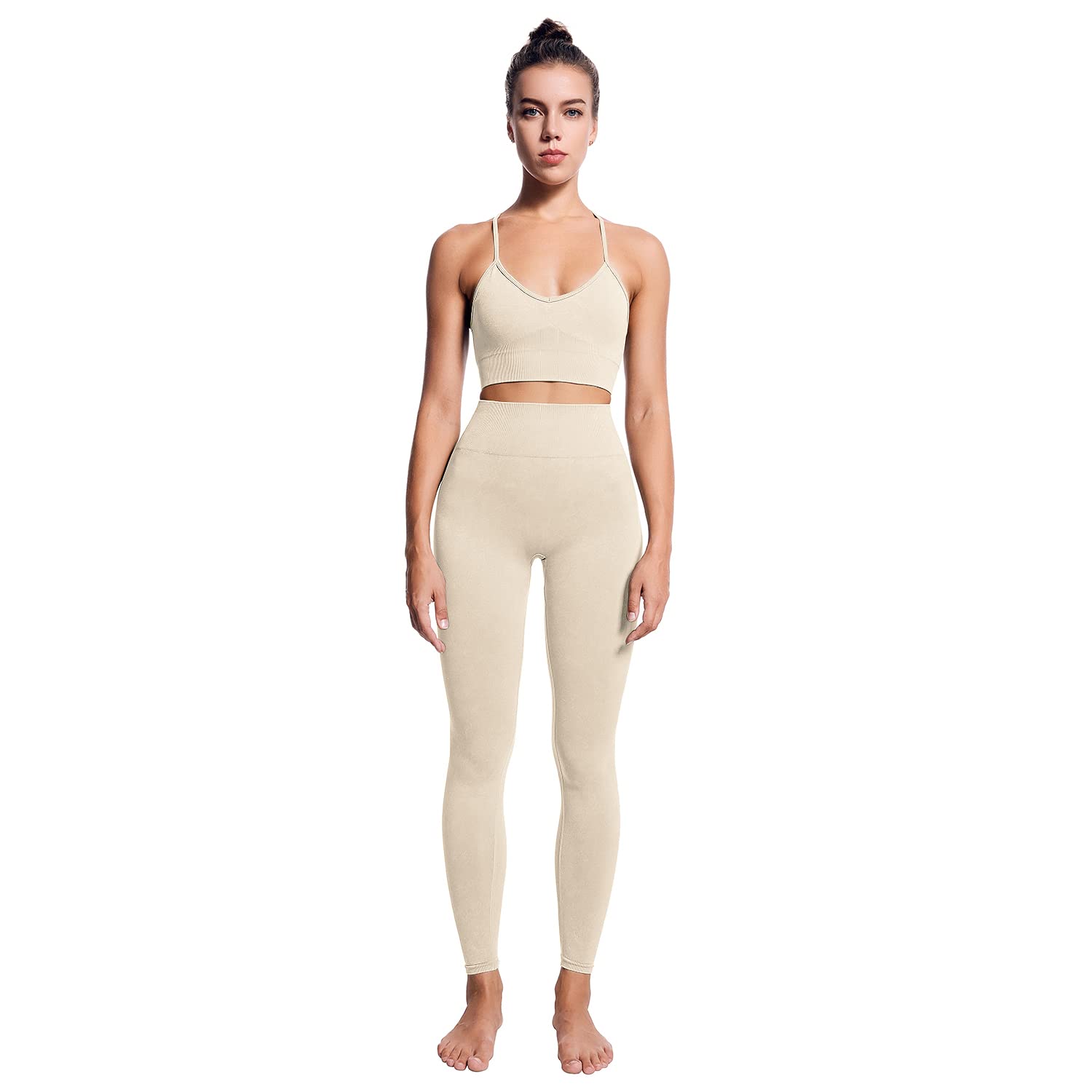 Women's 2-Piece Yoga Outfit Set - Breathable Workout Top & High-Waist Biker Shorts for Running, Gym & Lounge Wear - Activewear Sweatsuit for Women