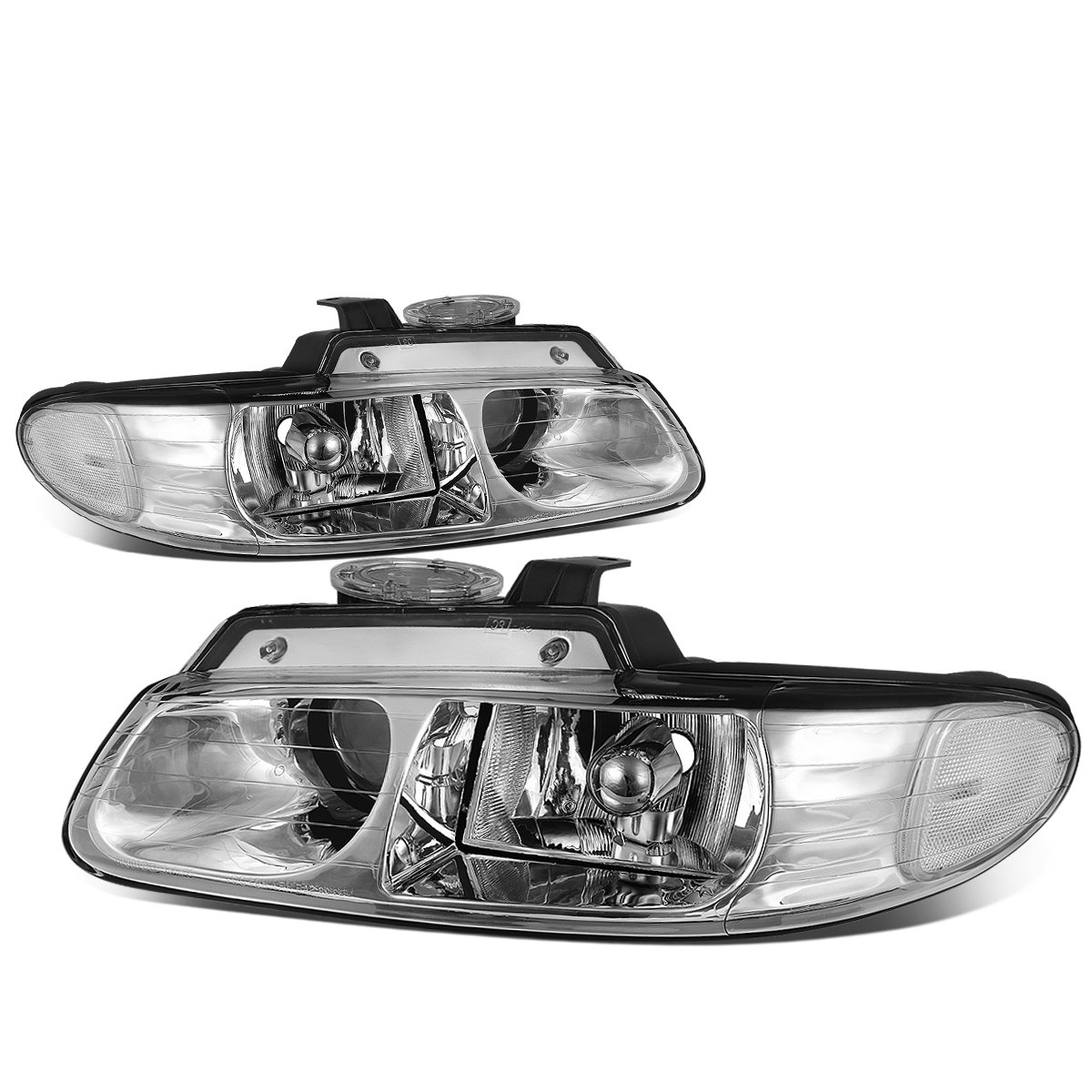 Chrome Housing Clear Corner Projector Headlights for Dodge Grand Caravan Chrysler Town & Country Plymouth Voyager 1996-2000 - Upgrade Your Night Driving Safety & Style