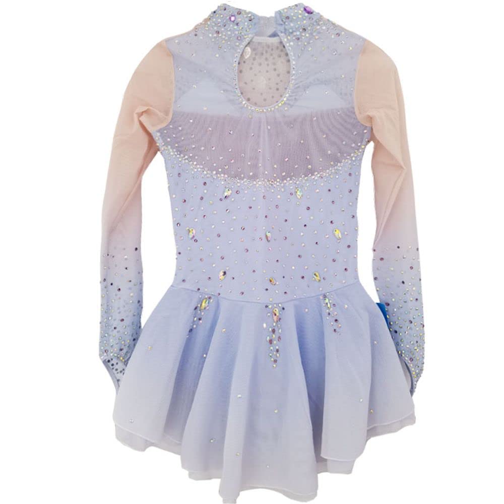 Lavender Full Diamond Gradient Figure Skating Dress - Competition, Training & Performance Outfit for Girls | Ice Skating, Shows & Dance Costume