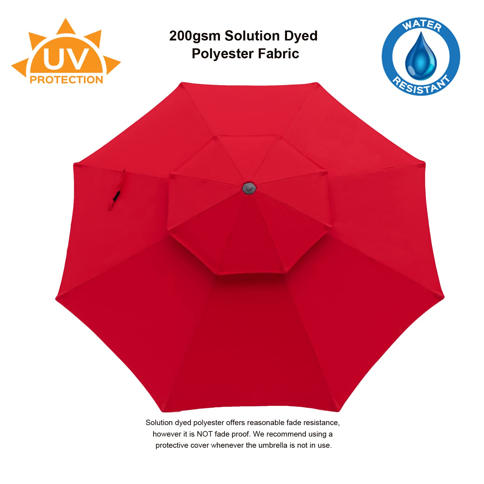 9 ft Double Top Outdoor Patio Market Umbrella with Solar LED Lights & Tilt Function - Perfect for Backyard, Poolside, and Restaurant Outdoor Dining