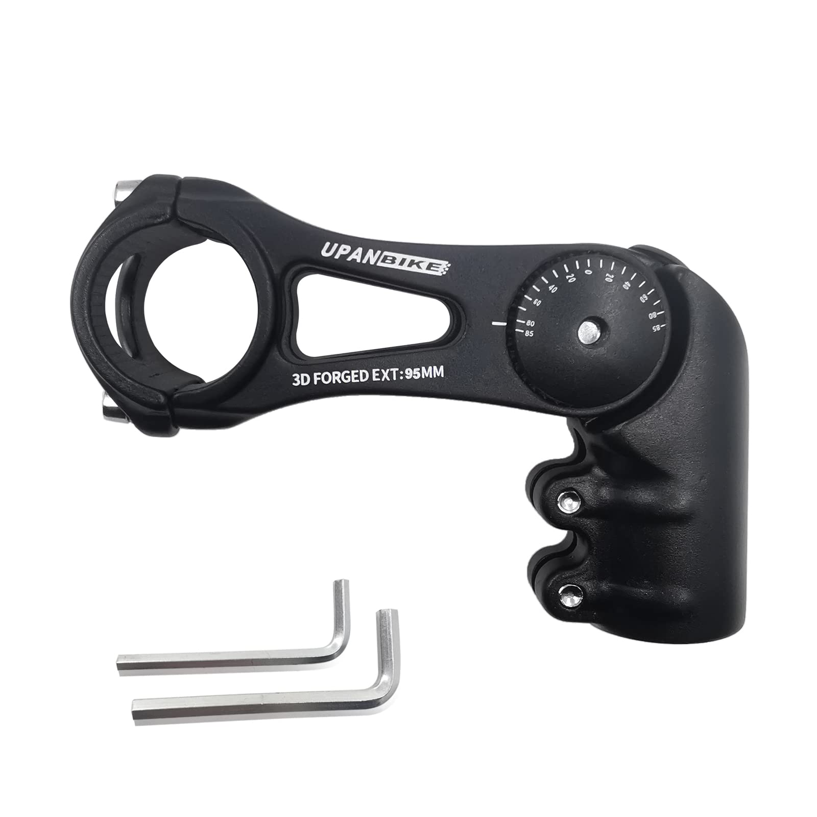 UPANBIKE Adjustable Bike Stem 31.8mm - 75mm/95mm/130mm Aluminum Alloy Handlebar Riser Extender - 130 Degree Angle for MTB, Road Bike, BMX & Mountain Bikes - Perfect for Commuting, Trail Riding & Urban Cycling