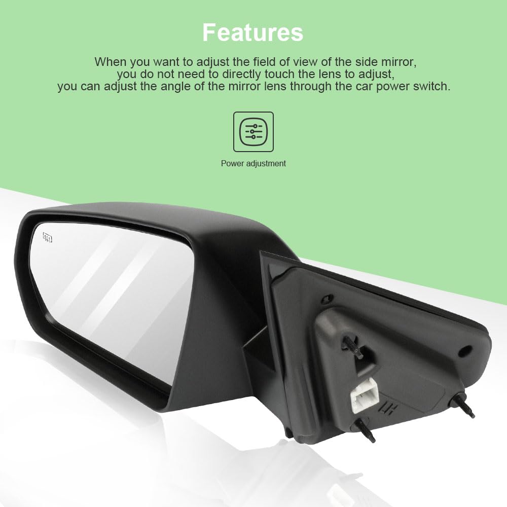 SCITOO Power Heated Left Side View Mirror Compatible with 2008-2014 Dodge Avenger - Driver Side Non-Folding Exterior Replacement Mirror (Part #CH1320268) | Perfect for Parking Assistance & Blind Spot Visibility