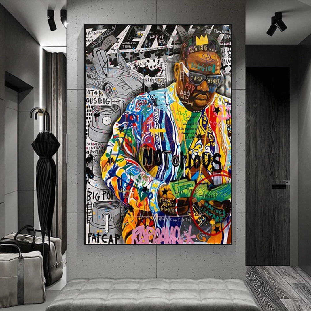 Biggie Smalls Canvas Wall Art - Iconic Rapper Painting - Hip Hop Decor for Living Room, Bedroom & Office