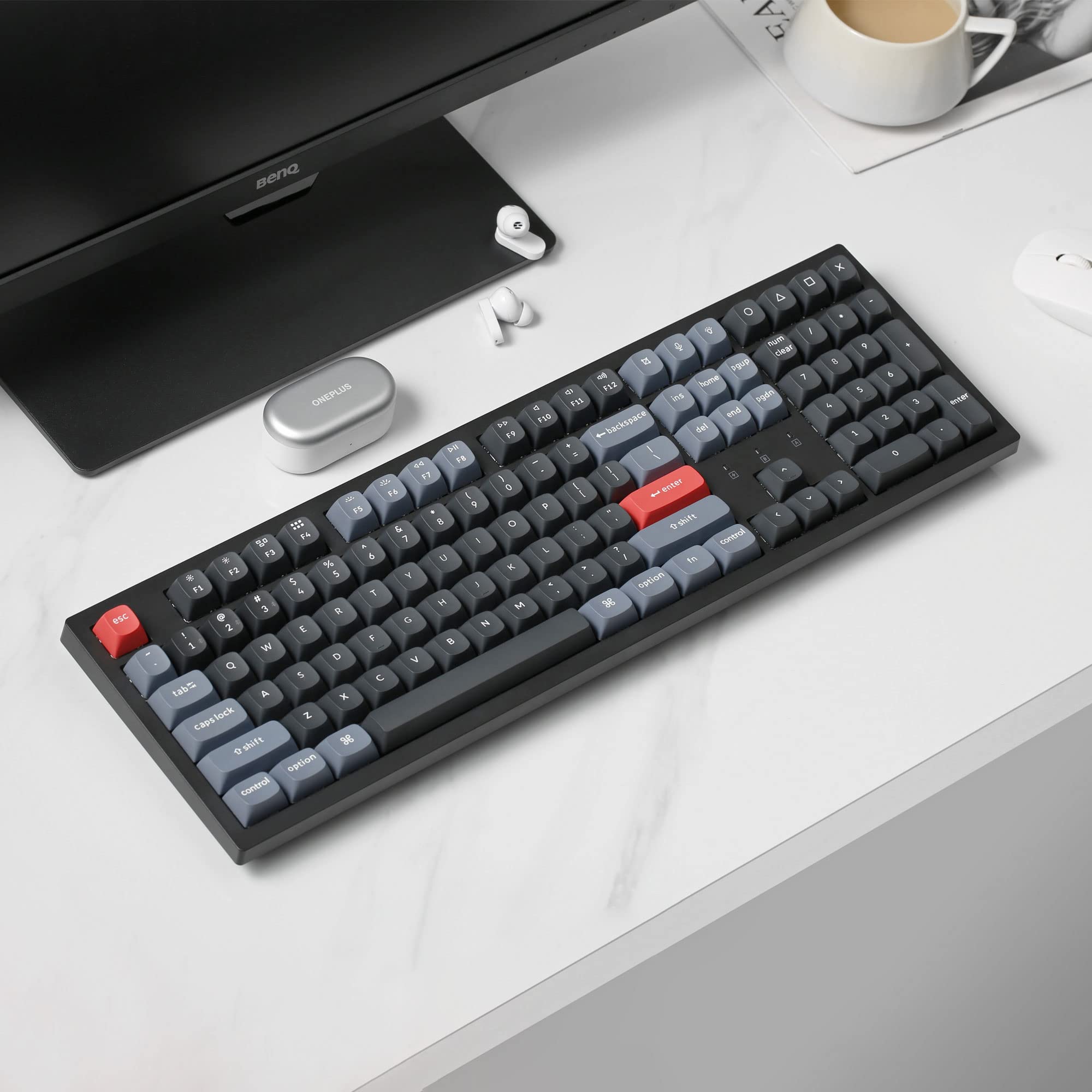 Keychron K10 Pro Wireless Custom Mechanical Keyboard - Full-Size QMK/VIA Programmable, Bluetooth/Wired RGB Backlit, Hot-Swappable with K Pro Red Switches for Mac/Windows/Linux - Perfect for Gaming, Coding & Office Work
