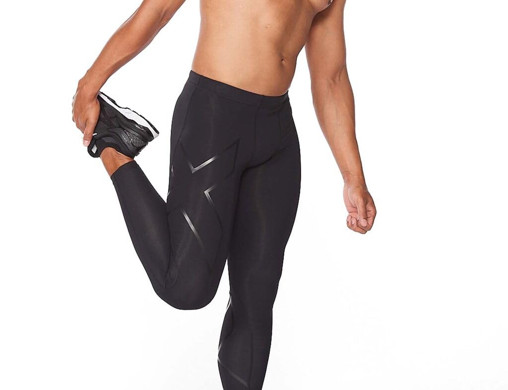 2XU Men's Core Compression Tights - High Performance Workout Leggings for Running, Gym & Training - Moisture Wicking & Muscle Support Activewear