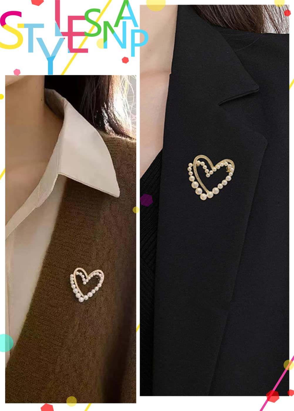 Heart-Shaped Pearl Brooch with Crystals - Elegant Lapel Pin for Women's Dresses, Coats, Sweaters & Hats | Perfect Jewelry Gift for Weddings, Anniversaries & Romantic Occasions | Adds Glamour to Scarves, Shawls & Formal Attire