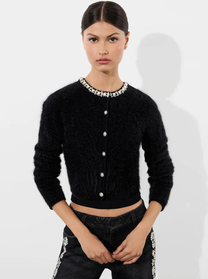 Stylish Dollie Embellished Cardigan for Women - Elegant Black Knit Sweater | Perfect for Office Wear, Date Nights & Casual Outfits