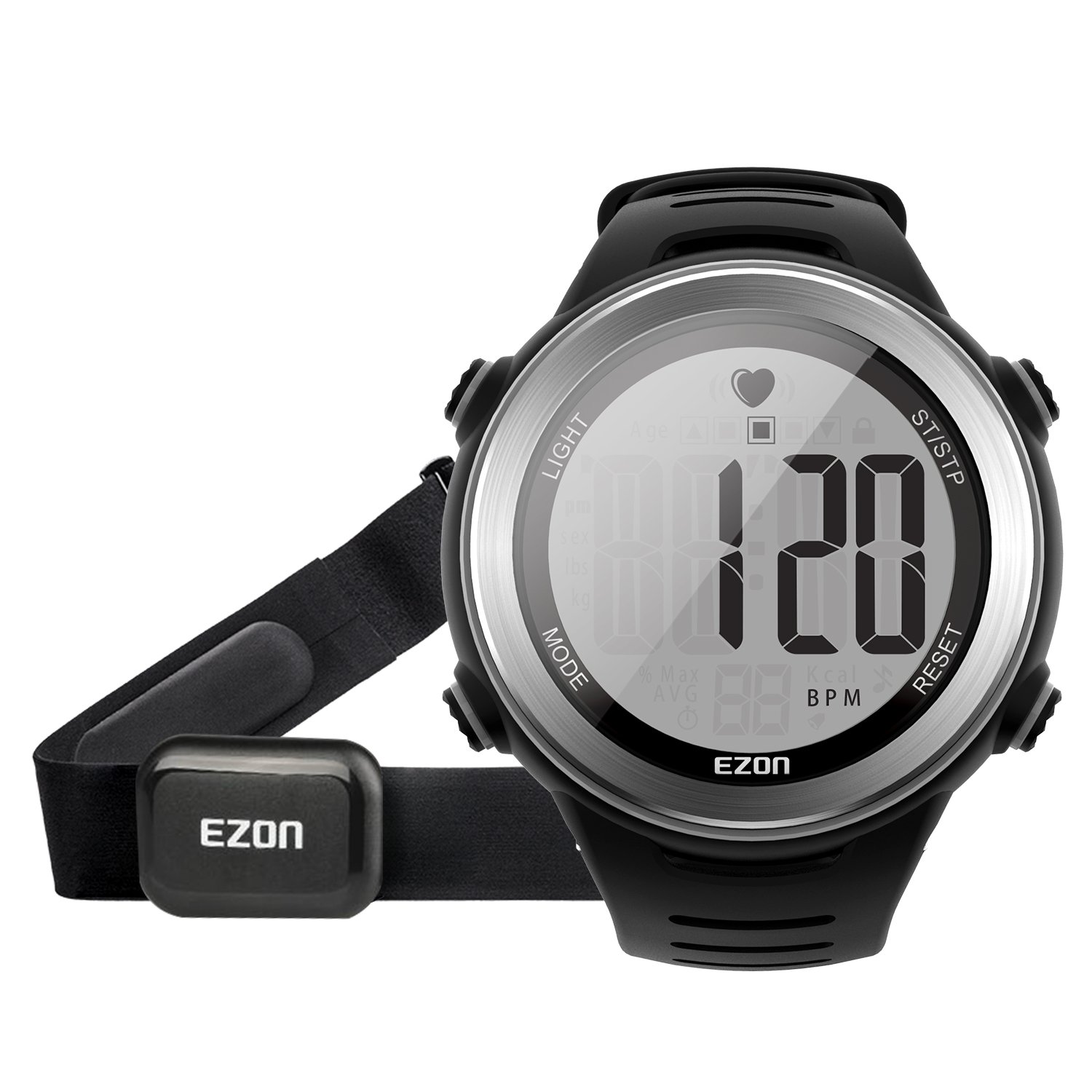 EZON Heart Rate Monitor Chest Strap - Wireless Bluetooth HRM for Running, Cycling & Workouts - Waterproof Fitness Tracker with Stopwatch & Alarms - Compatible with Smartwatches & Gym Equipment (Ideal for Cardio, HIIT & Cross Training)