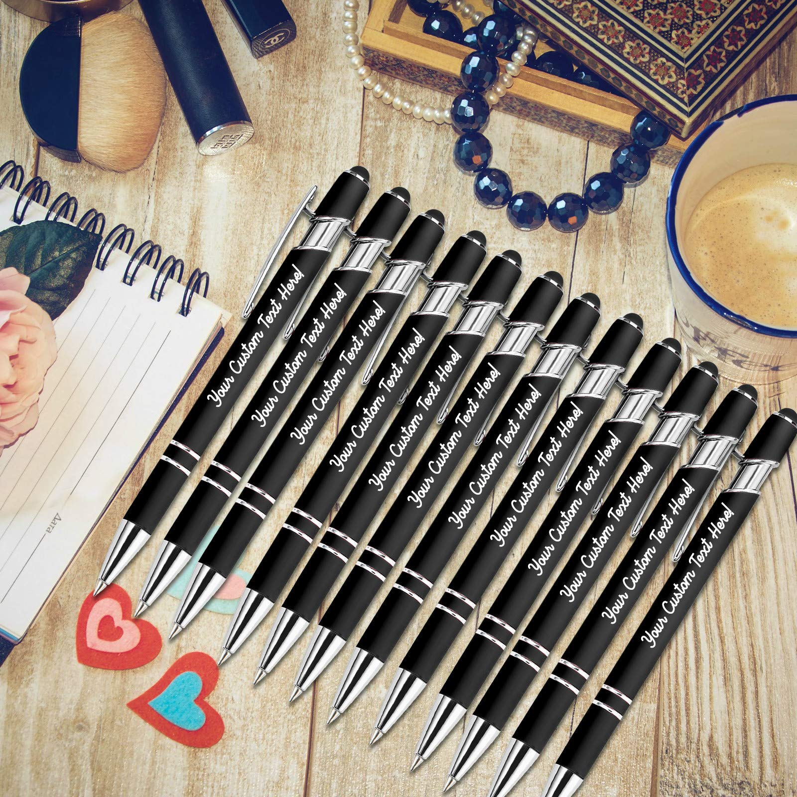 504 Pcs Personalized Pens with Free Name Engraving - Custom Metal Ballpoint Pens for Men & Women - Business, Office, Gifts - Engraved Name, Message, Logo - Black Ink Click Action - Ideal for Corporate Events, Promotions & Branding