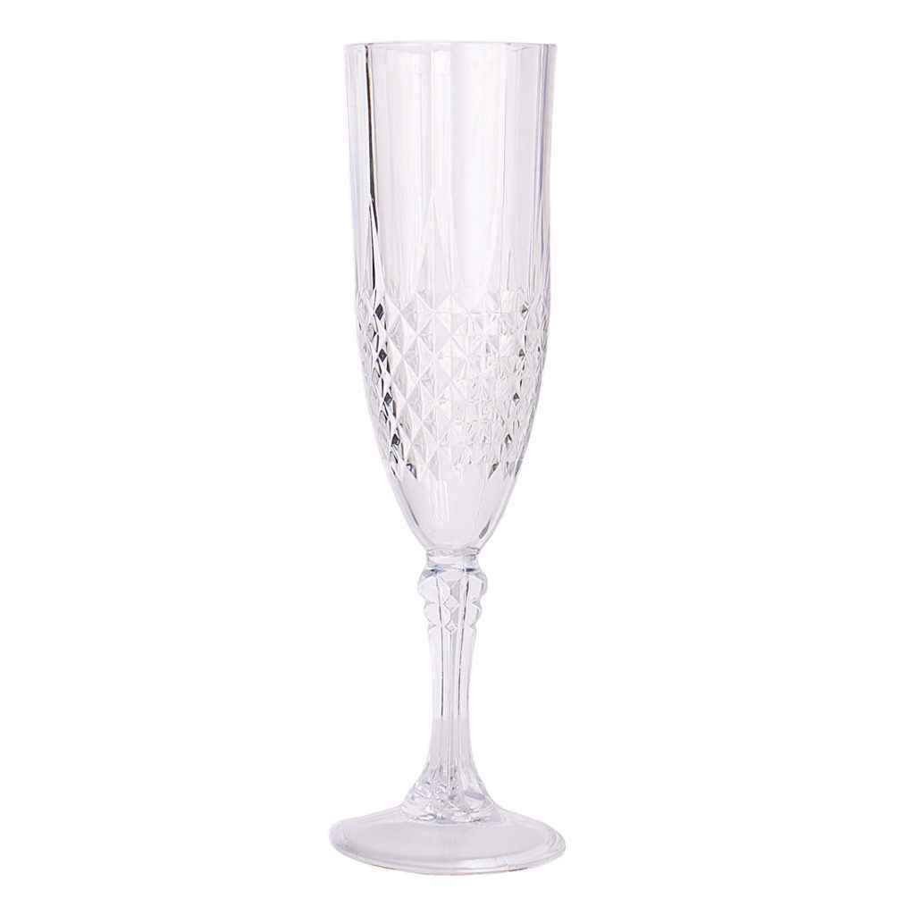 4 Pack 8 oz Clear Plastic Champagne Flutes with Crystal-Like Stem - Elegant & Shatterproof for Weddings, Parties, and Special Events