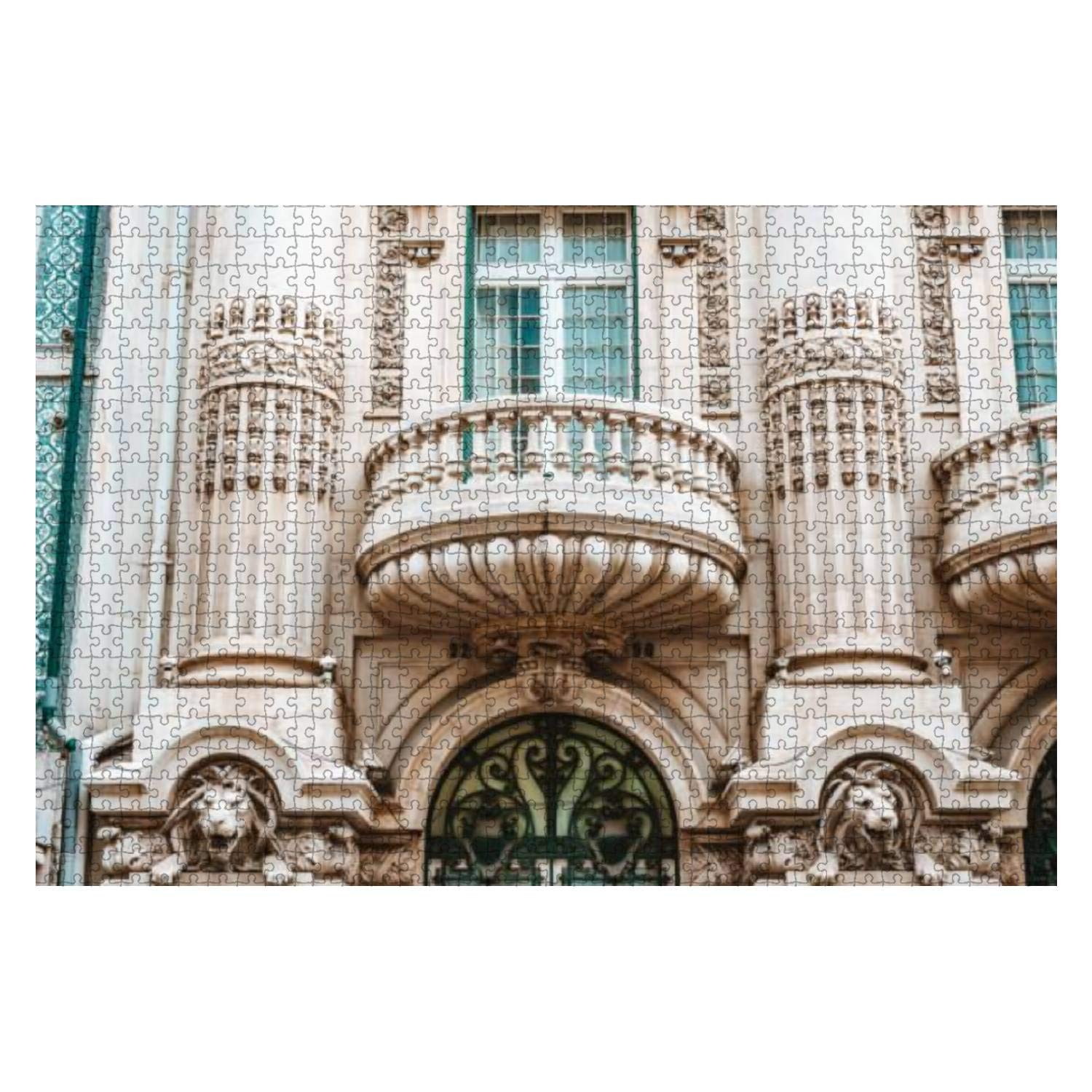 1000-Piece Wooden Jigsaw Puzzle - Stunning Ornate Balcony in Lisbon Portugal - Educational Puzzle for Adults & Kids - Stress Relief & Brain Teaser - Perfect for Family Game Night, Classroom Activities & Home Decor