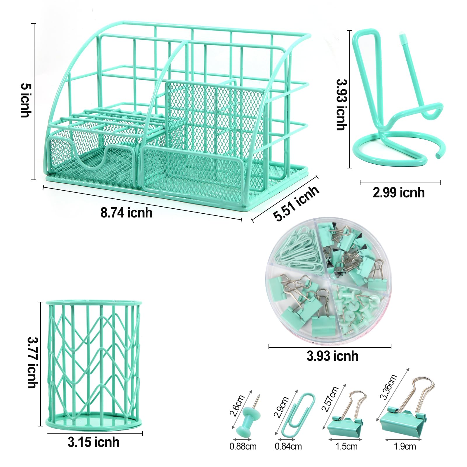 JUOPIEA Metal Mesh Desk Organizer with Pen Holder, 72 Clips Set & Phone Stand - Office Supplies Desktop Organizer with Drawer for Home, Office, School | Perfect for Workspace Organization & Study Accessories