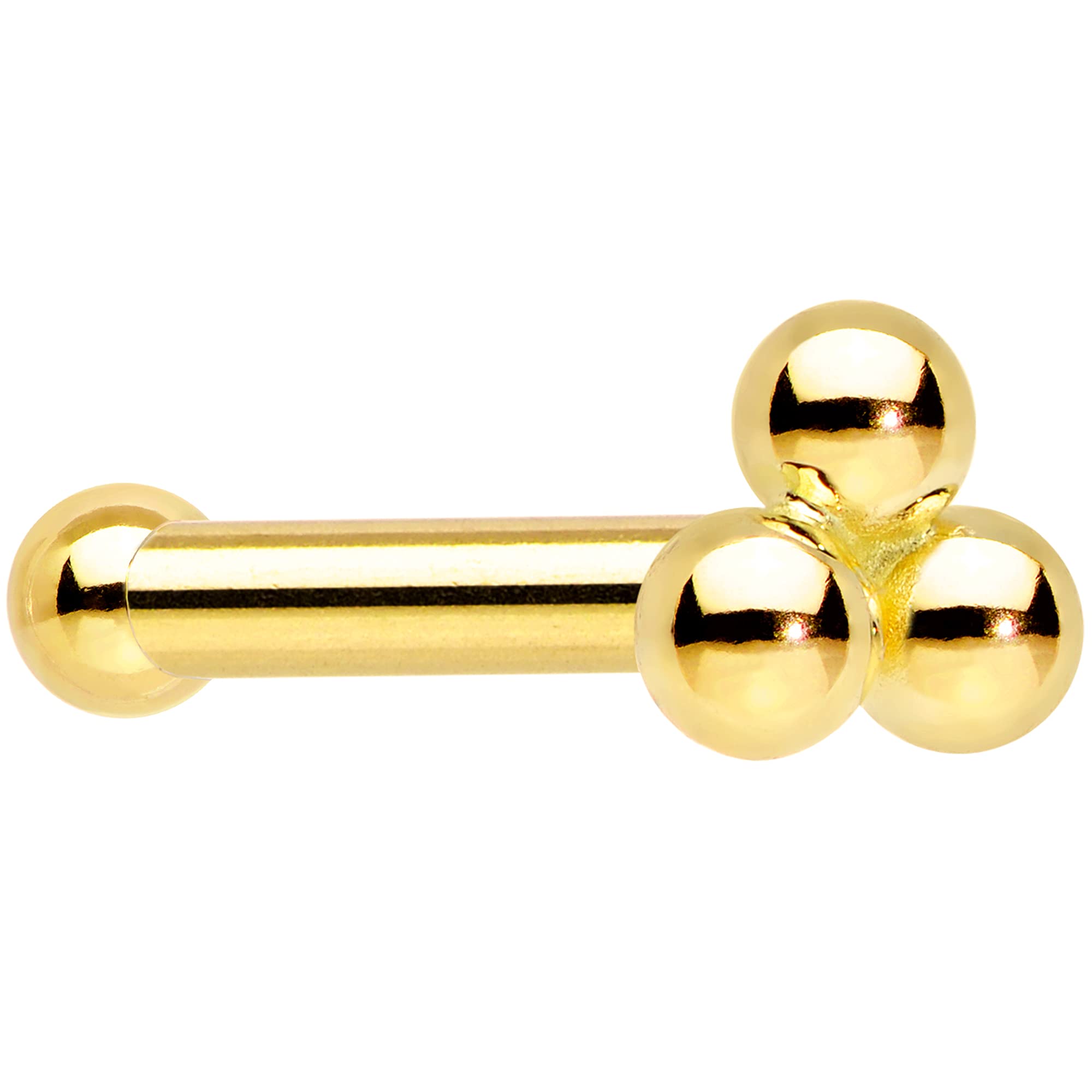18G 14K Yellow Gold Tri Nose Stud - Body Candy Women's Nose Ring Piercing Jewelry for Everyday Wear & Special Occasions