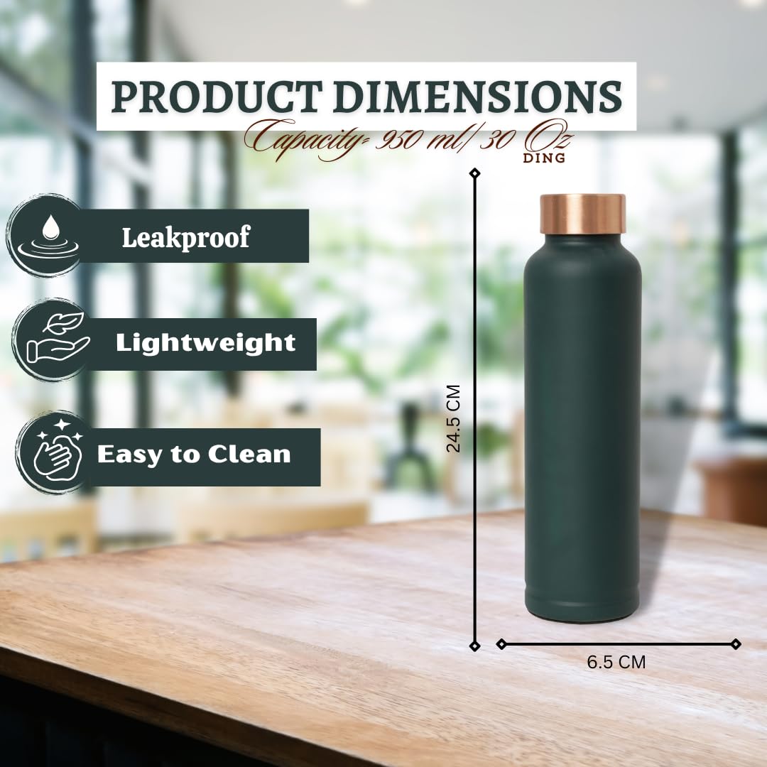 Premium Copper Water Bottle - Eco-Friendly & Stylish for Daily Hydration | Happy Anniversary Gift in Elegant Printed Black Box (Green) | Perfect for Travel, Gym & Office Use