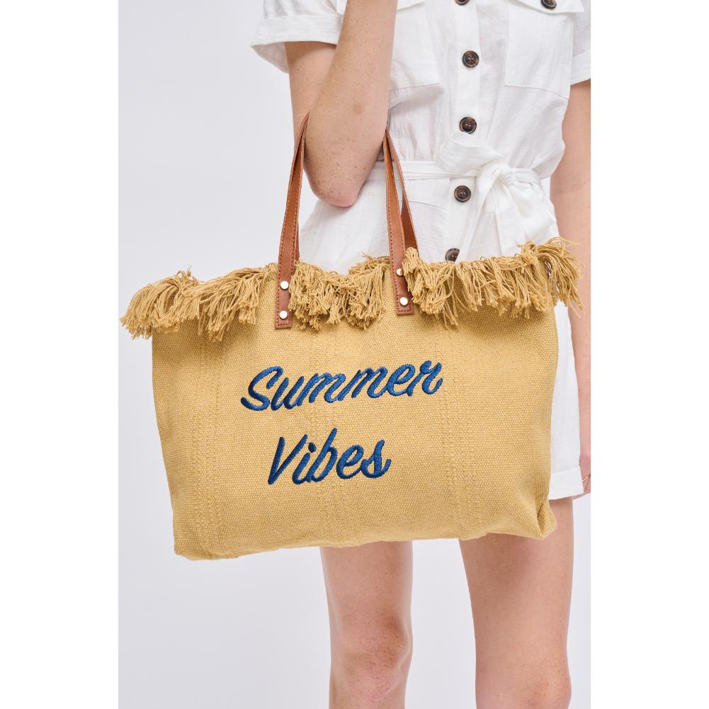 Summer Vibes Tote Bag - Stylish Beach Tote for Women, Large Canvas Shopper with Pockets - Perfect for Beach, Pool, Travel & Shopping
