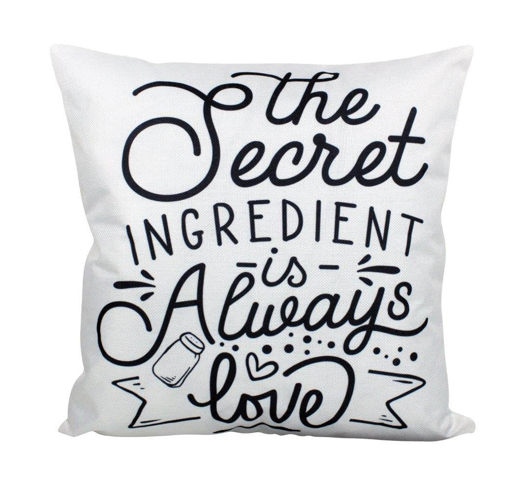 Secret Ingredient is Always Love Pillow Cover - Farmhouse Rustic Home Decor with Inspirational Quotes - Perfect for Bedroom, Living Room & Cozy Gift Giving