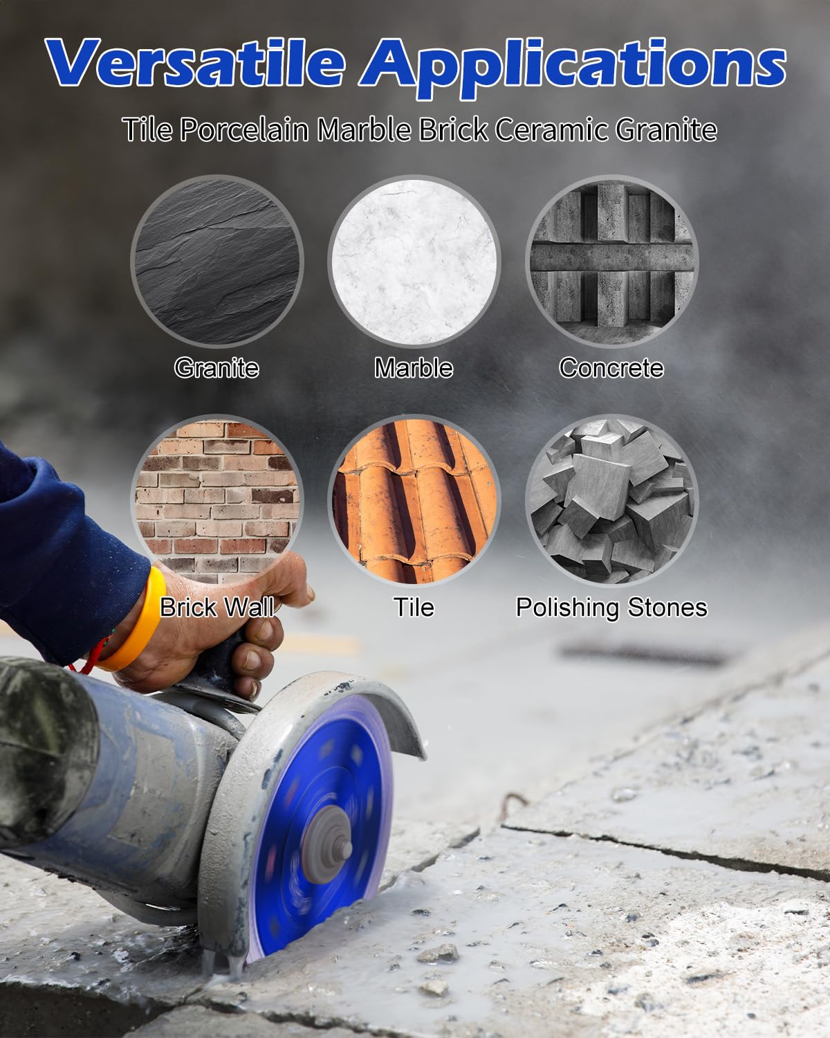 4.5 Inch Super Thin Diamond Tile Blade - 10 Pack Premium Diamond Cutting Blades for Angle Grinder - Perfect for Porcelain, Granite & Marble Tiles (Blue) - Ideal for DIY Home Renovation, Tile Installation & Professional Construction Projects