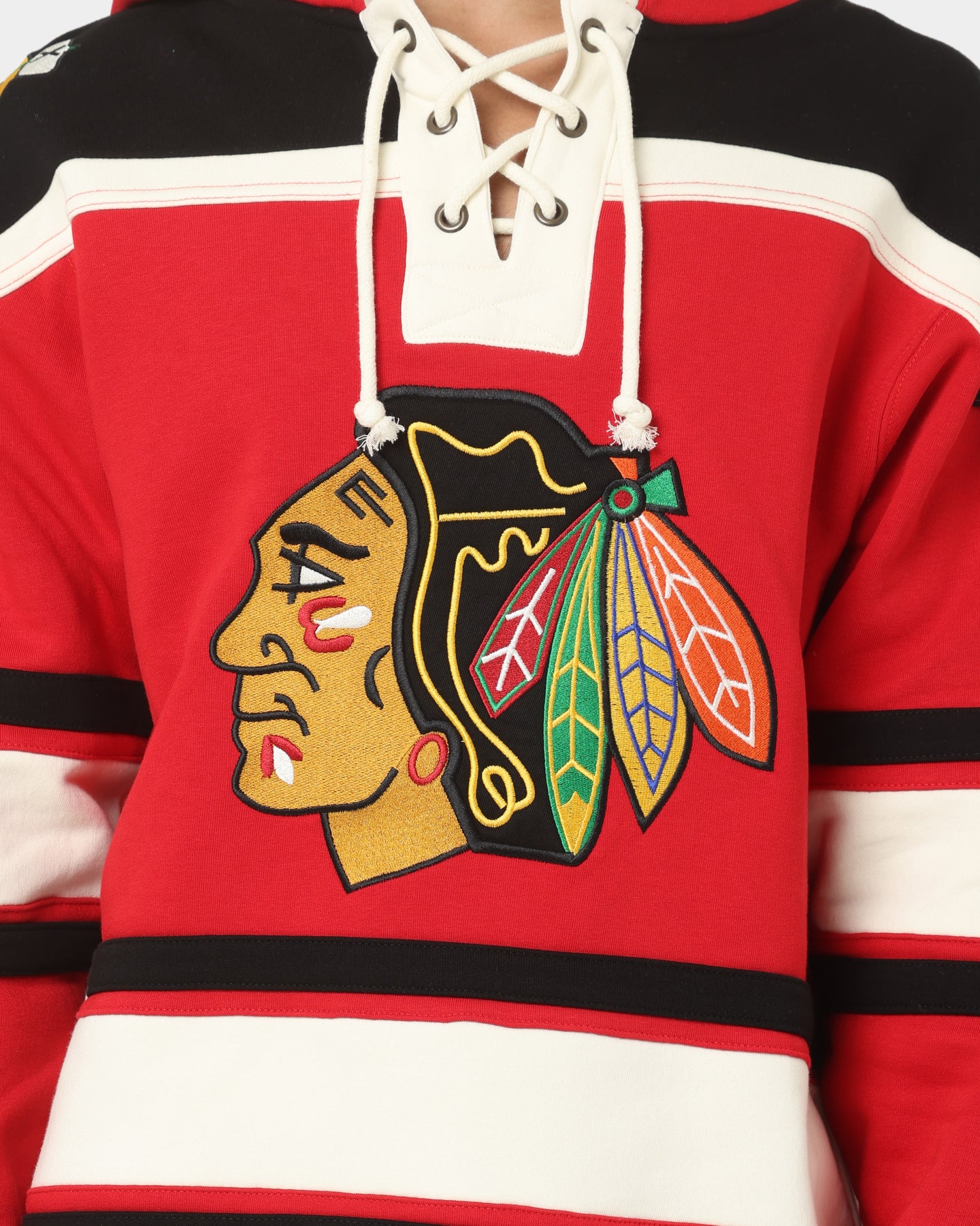 47 Brand Chicago Blackhawks Superior Lacer Hoodie - Red NHL Team Hooded Sweatshirt for Men & Women | Game Day, Casual Wear & Outdoor Activities