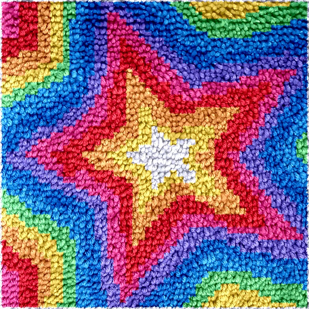 DIY Latch Hook Rug Kits for Kids & Adults - Beginner Friendly Craft Kit with Dinosaur, Owl, Smile, Star, Sunflower, Dog & Panda Designs - Perfect for Home Decor, Gifts & Family Bonding Activities