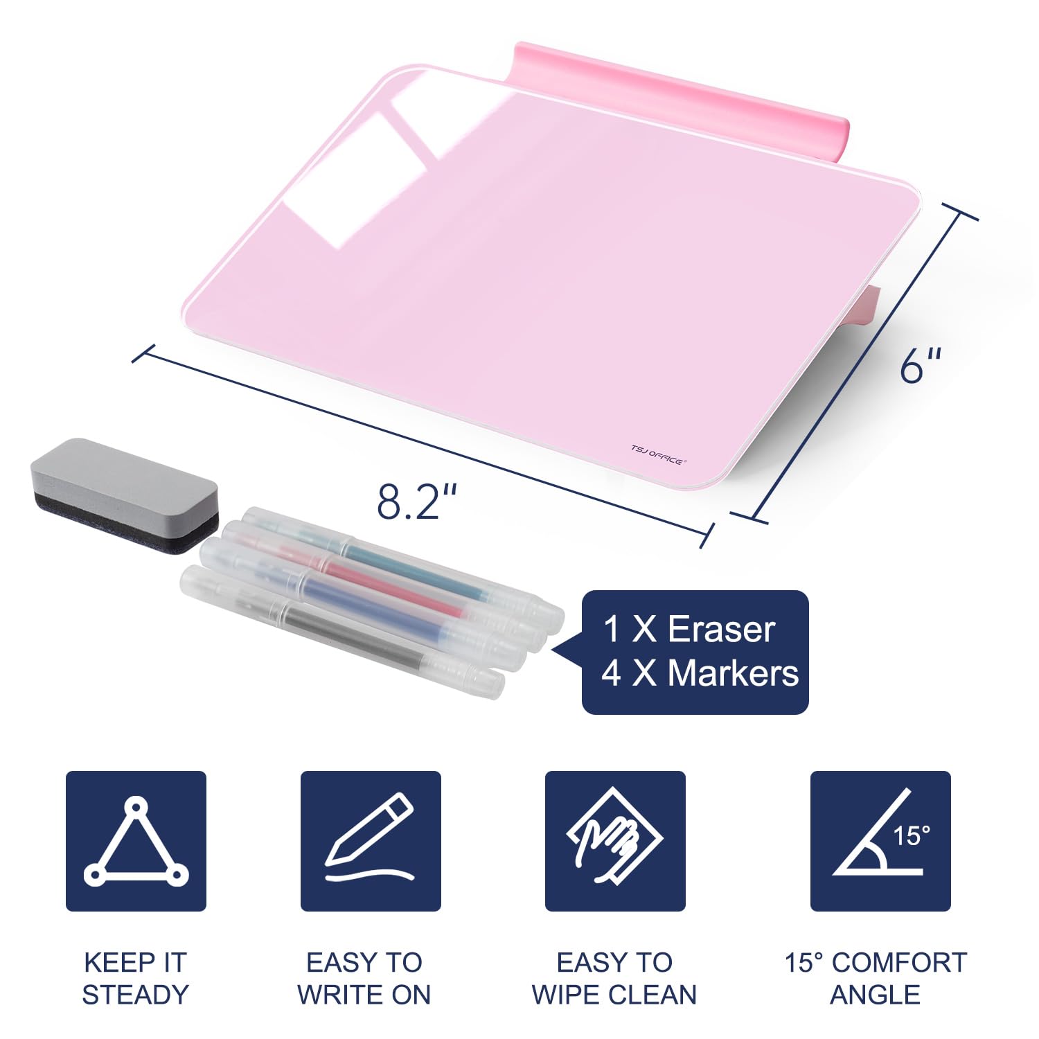 8x6 Inch Small Glass Dry-Erase Whiteboard with Stand - Portable Desktop Whiteboard for Office, Classroom & Home - Perfect for Teachers, Students & Artists - Ideal for Notes, Presentations & Creative Work