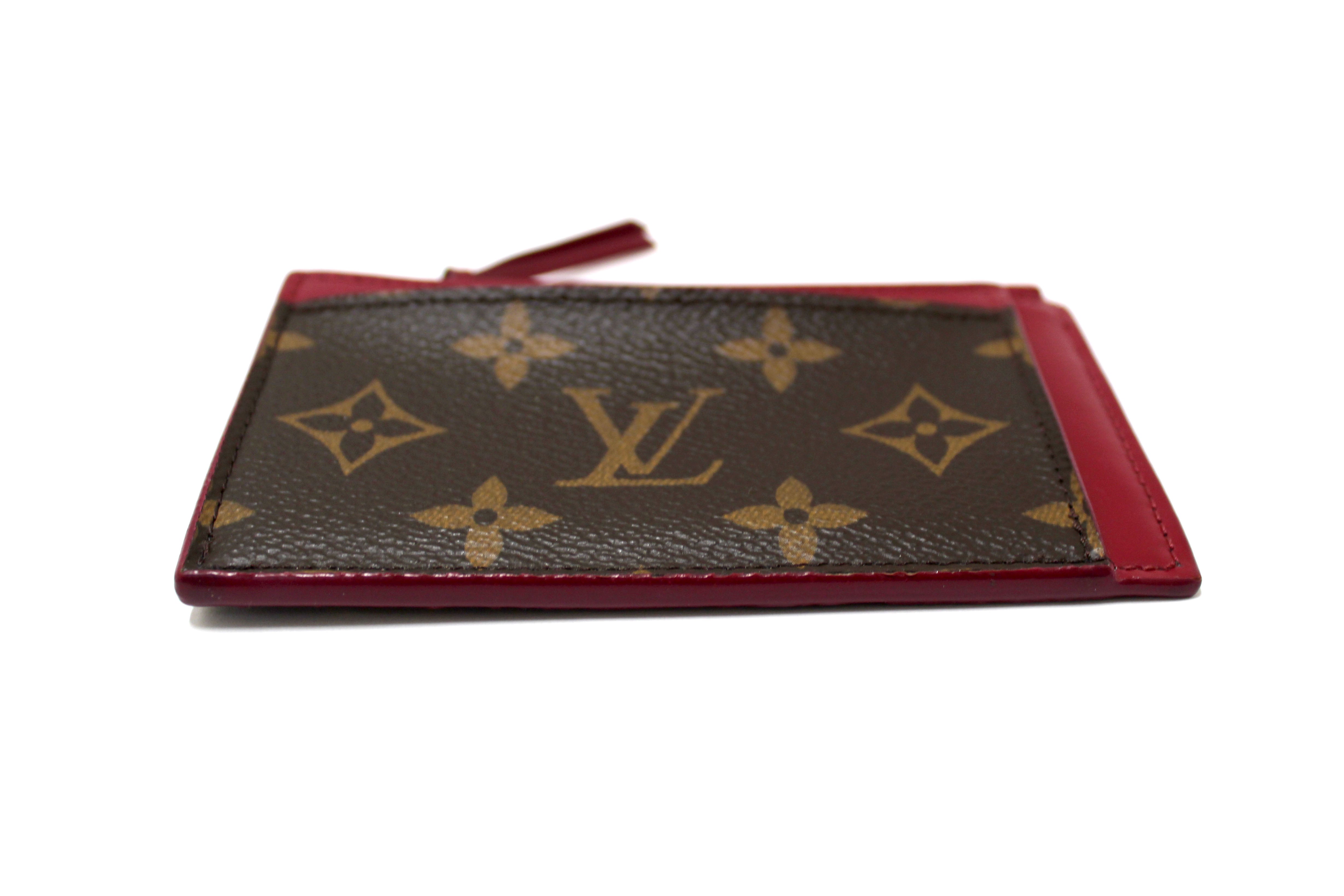Authentic Louis Vuitton Monogram Fuchsia Zip Card Holder Wallet - Luxury Compact RFID Blocking Credit Card Case for Women & Men, Perfect for Travel, Business & Everyday Use