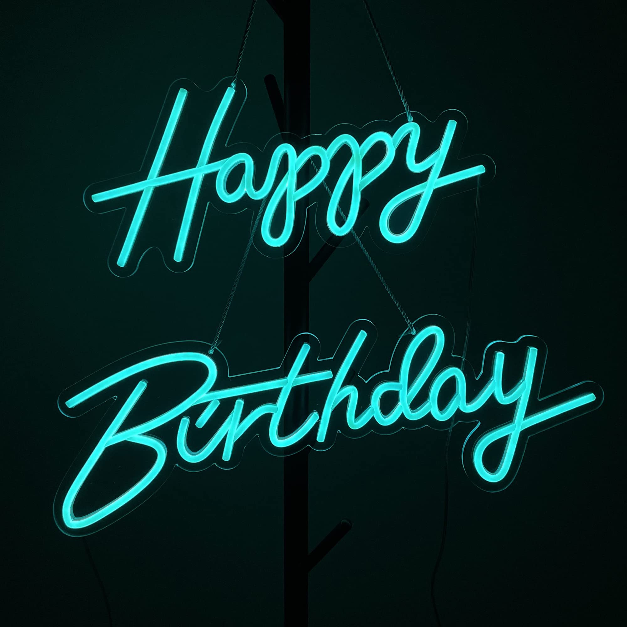 37x8 Inch Happy Birthday Neon Sign Wall Light - Blue LED Art Decor for Beer Bar, Club, Bedroom, Hotel, Pub, Cafe, Wedding & Birthday Party Gifts | Perfect for Home Decor, Business Signage & Special Events