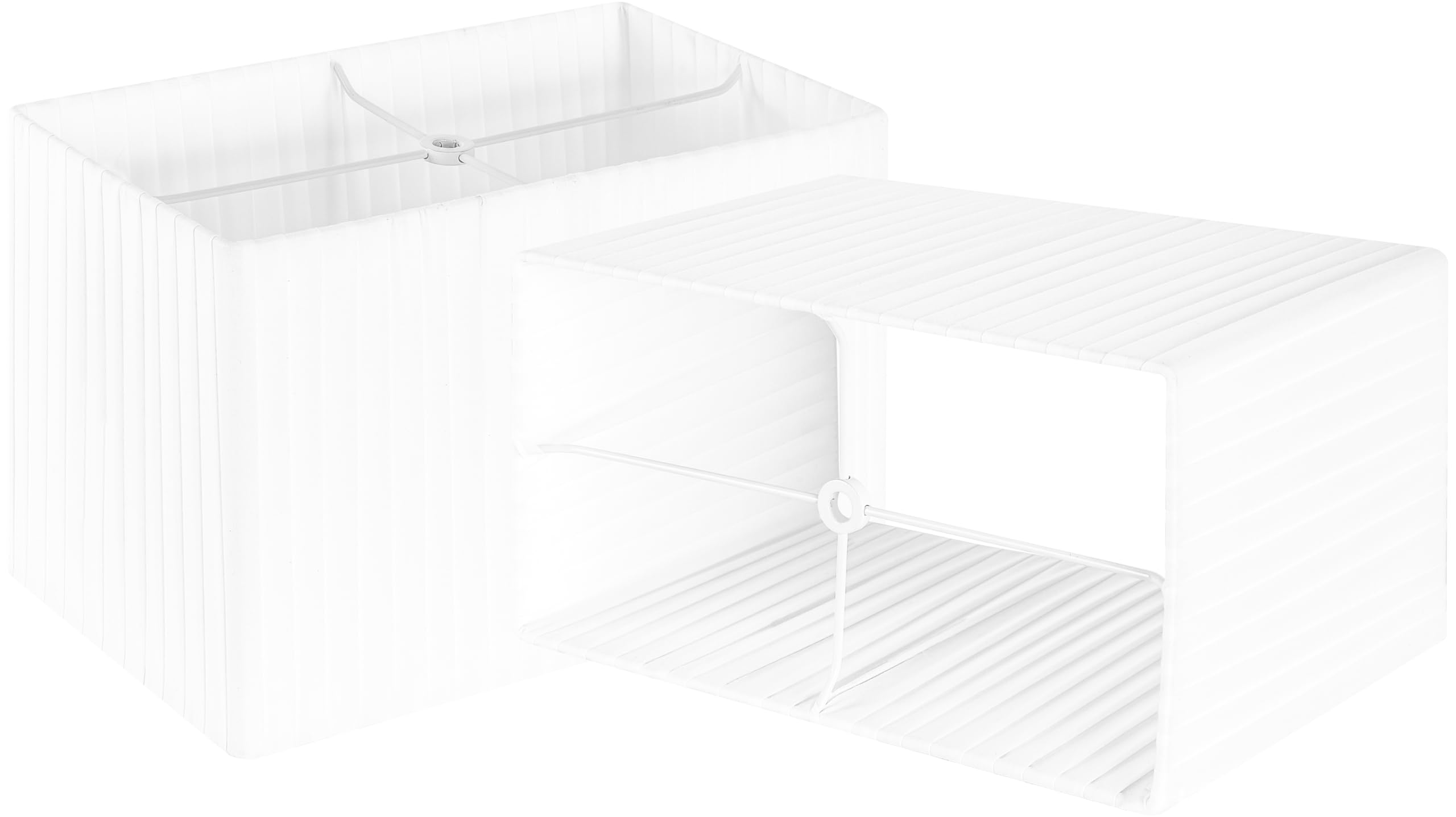 GOSO 6.7x12.6x8 Inch White Pleated Rectangular Lamp Shades (Set of 2) - Modern Spider Design for Table & Bedside Lamps - Natural Fabric Square Replacement Shades - Perfect for Living Room, Bedroom & Office Decor