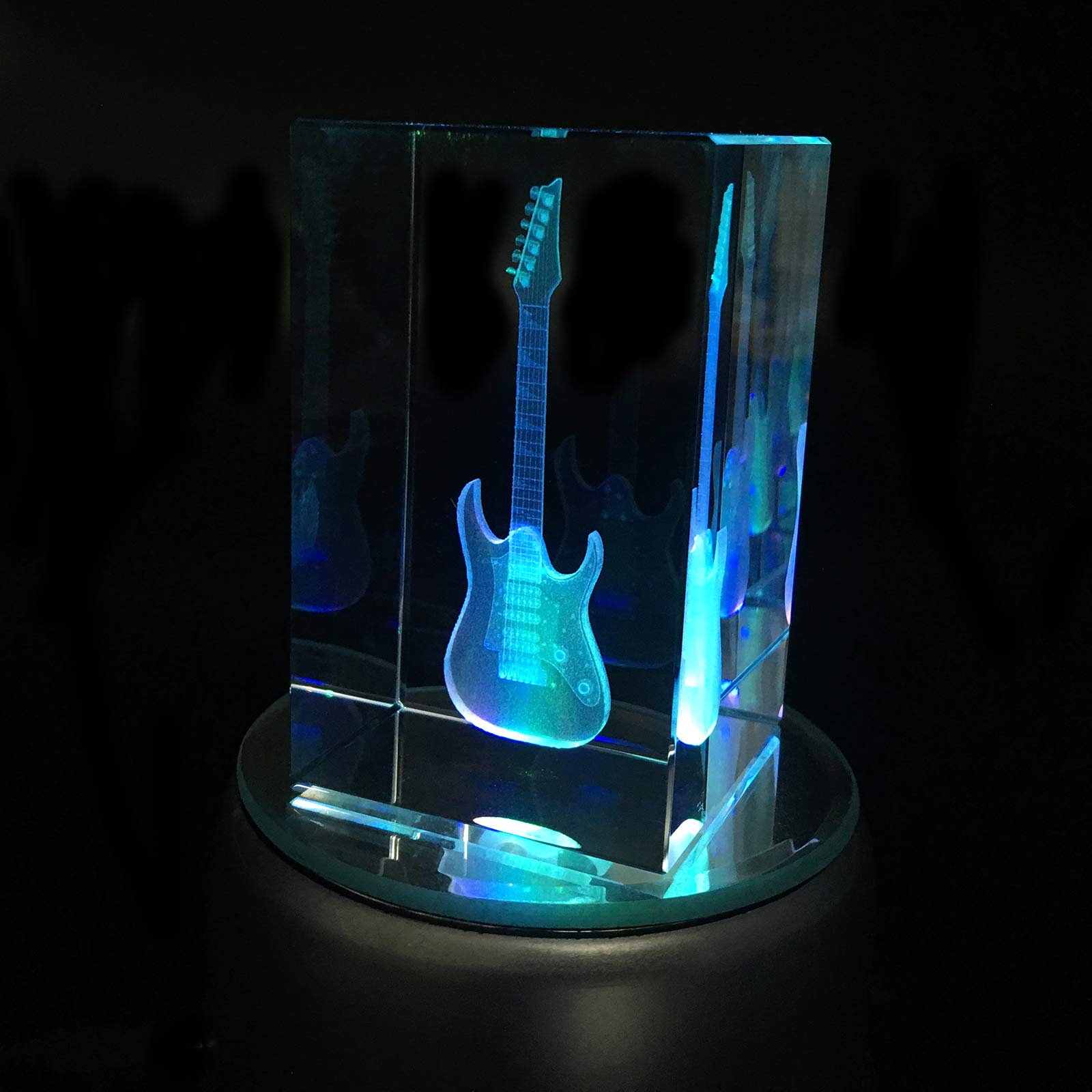 3D Laser Etched Electric Guitar Crystal Glass Paperweight - Perfect for Music Lovers, Graduation, Christmas, Birthday & Valentine's Day Gifts - Office Desk Decor & Musician's Keepsake