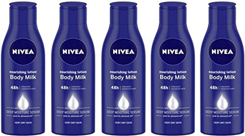 NIVEA Nourishing Body Milk Lotion for Dry Skin - 75ml Each, Pack of 5 (375ml Total) - Hydrating & Moisturizing Body Lotion for Daily Skincare Routine, After Shower & Winter Care
