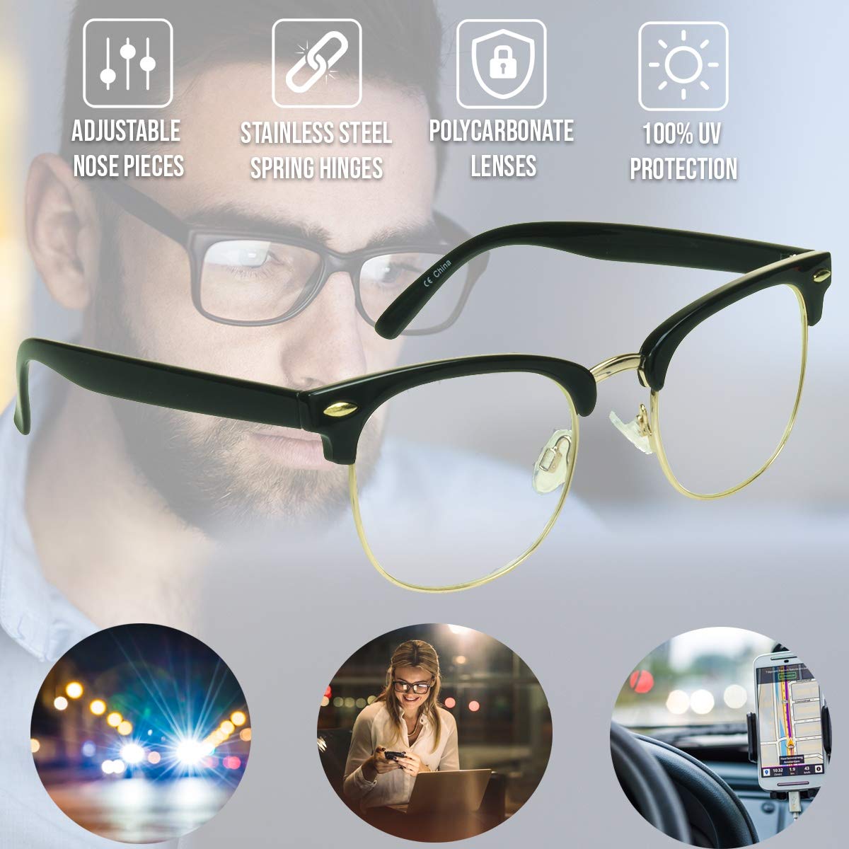Blue Light Blocking Reading Glasses - Anti Glare Computer Glasses for Eye Strain Relief | ProSport UV Protection Readers for Screen Time & Digital Devices Use