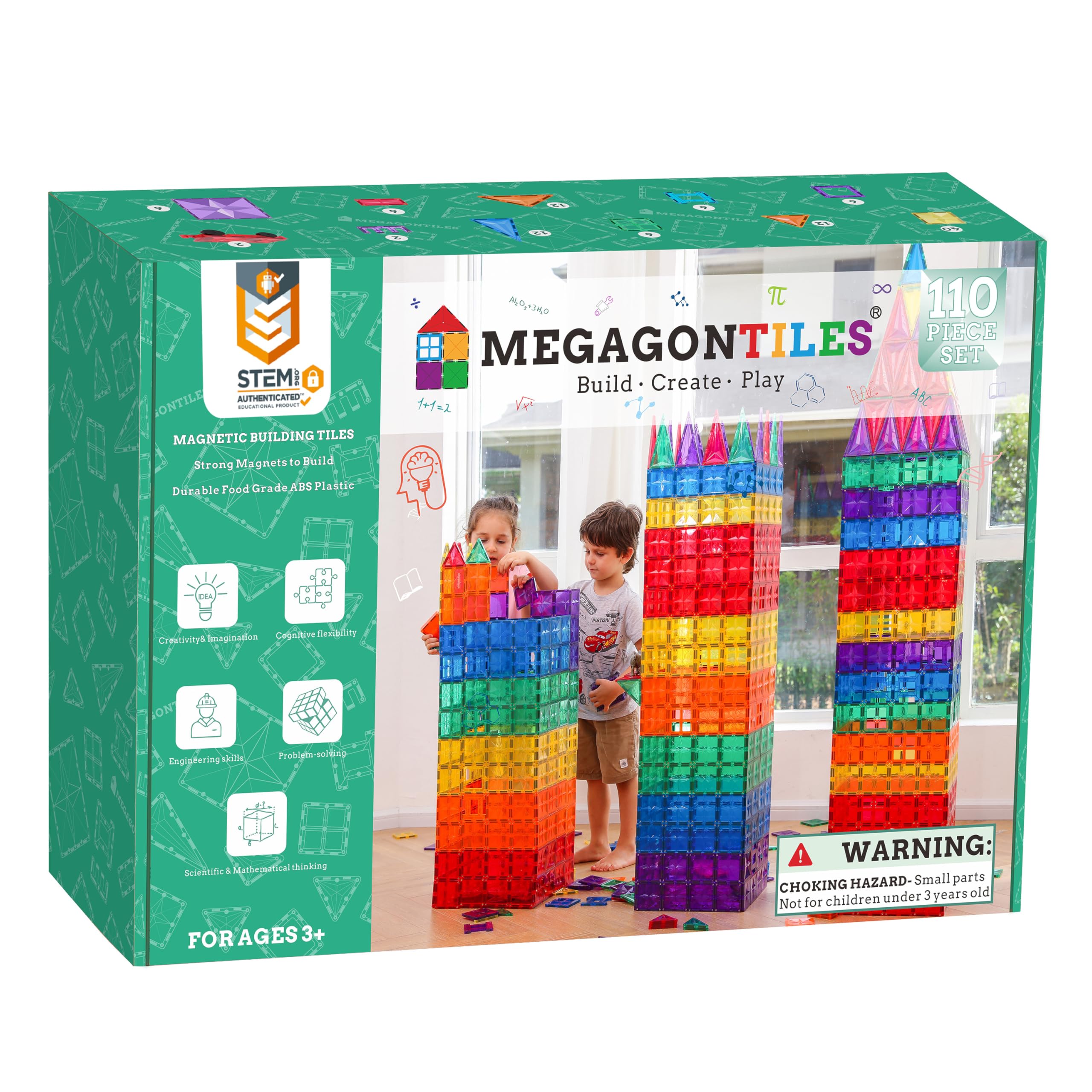 Premium Magnetic Tiles Building Set - 100+ STEM Authenticated Magnetic Blocks for Kids Ages 3-10 | Educational Construction Toys for Boys & Girls | Perfect for Classroom Learning & Creative Play at Home
