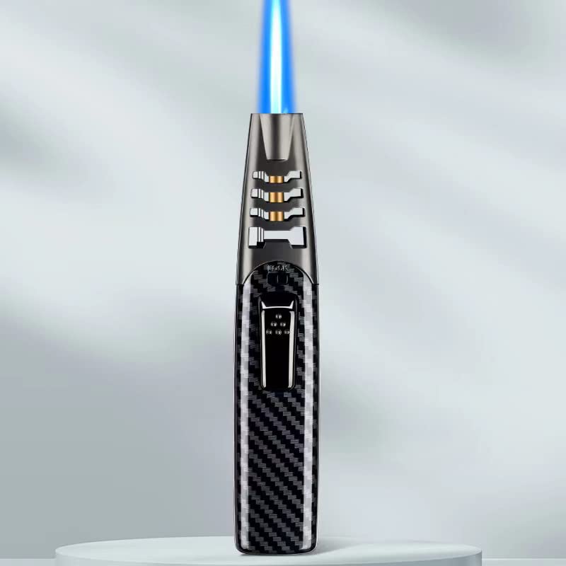 Windproof Jet Flame Torch Lighter - Refillable Butane Lighter for Candle Lighting, Camping, BBQ & Kitchen Use - Marrone Turbine Torcher (Butane Not Included)