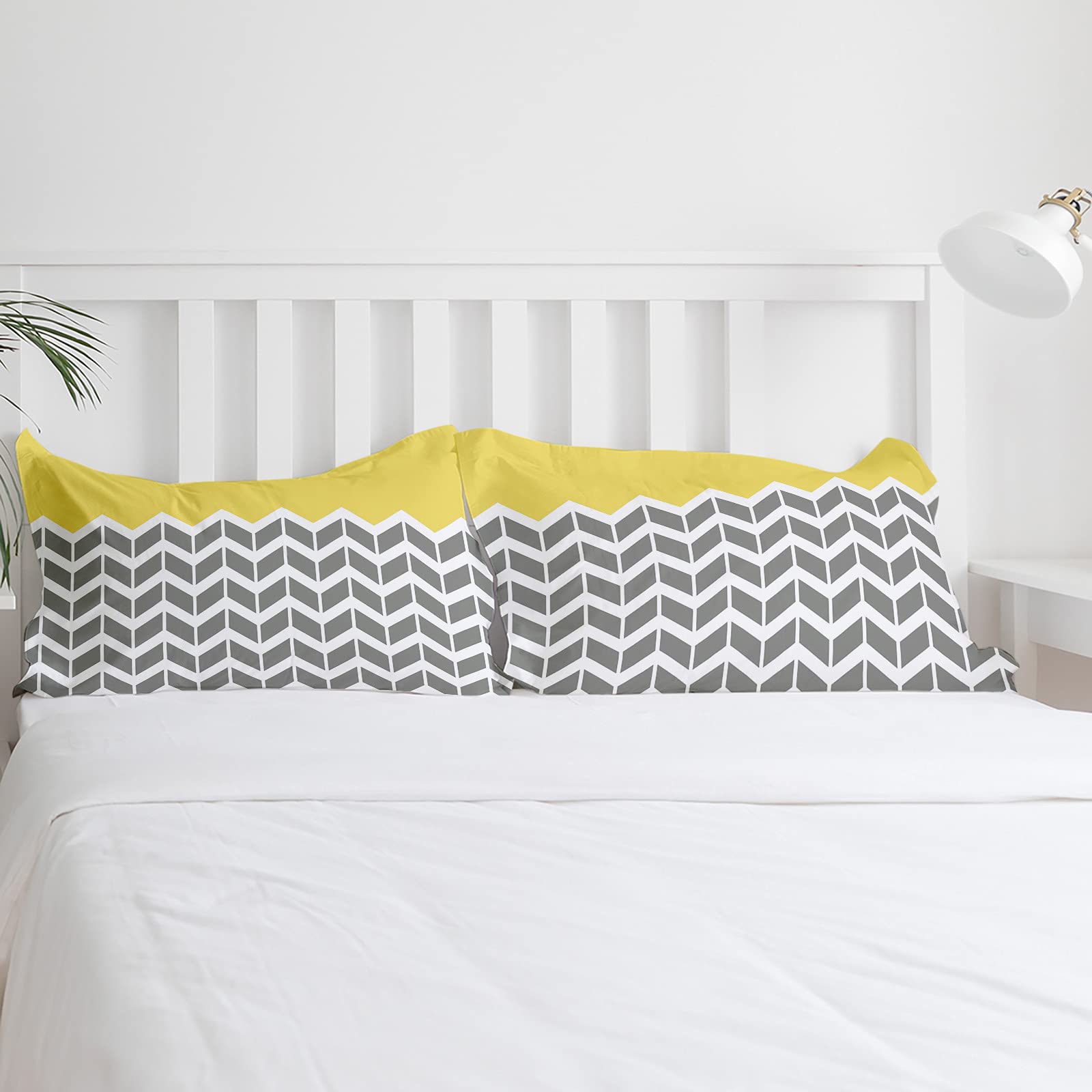 3-Piece Mid-Century Modern Geometric Duvet Cover Set - Yellow & Gray Pattern, Soft & Breathable Bedding for Kids & Adults, Includes Comforter Cover & 2 Pillow Shams - Perfect for Modern Bedrooms, Guest Rooms & Dorm Decor