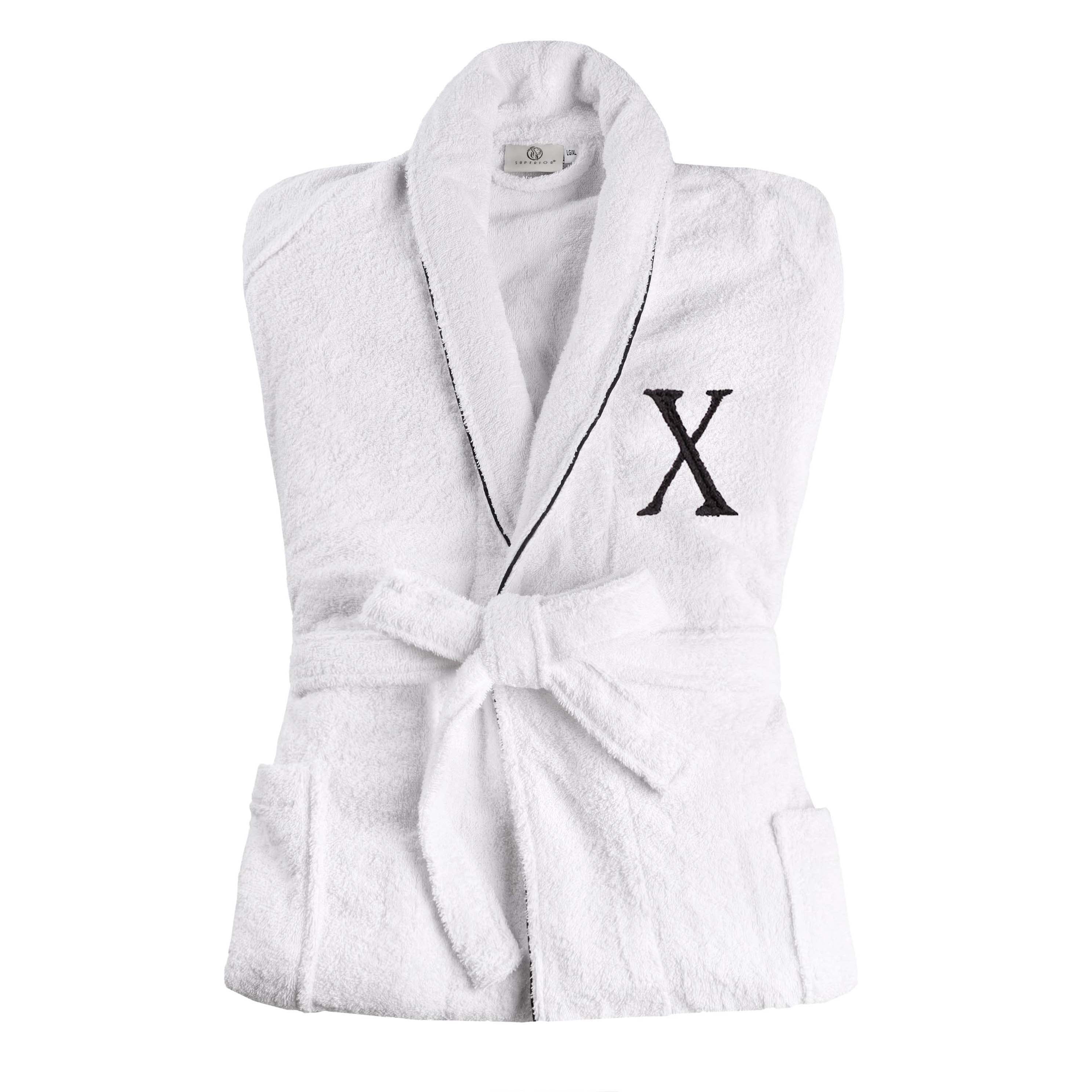 Premium Cotton Unisex Bathrobe for Adults - Soft, Fluffy & Highly Absorbent - White Embroidered Spa Robe for Relaxation, Hotels & Home Comfort