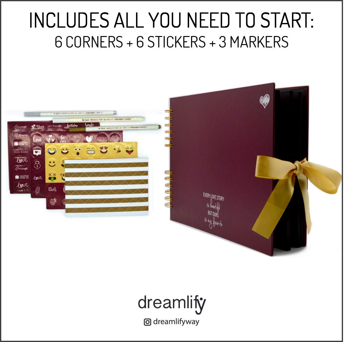 80-Page Scrapbook Kit - DIY Photo Album & Memory Book for Weddings, Travel, Baby Showers, Anniversaries - Dark Red Craft Paper Scrapbooking Supplies | Perfect for Gift Giving, Creative Projects & Preserving Memories