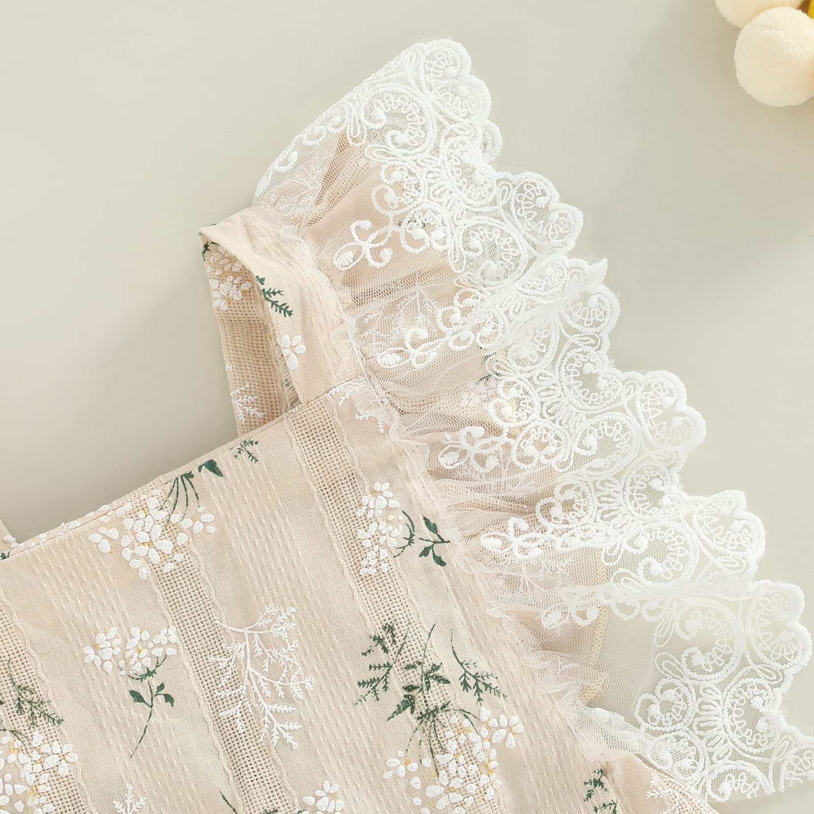 Newborn Baby Girl Clothes - Lace Flutter Sleeve Floral Bodysuit Romper One-Piece Outfit for Summer | Perfect for Photoshoots, Parties & Daily Wear